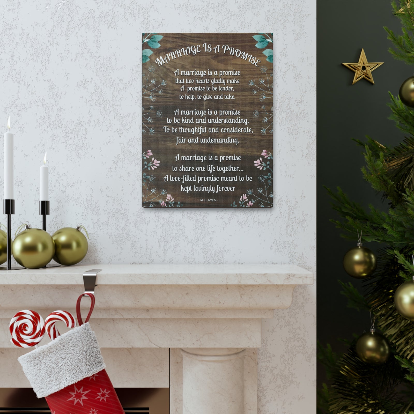 Marriage is a Promise Motivational Printed On Ready To Hang Stretched Canvas Wall Art-Express Your Love Gifts
