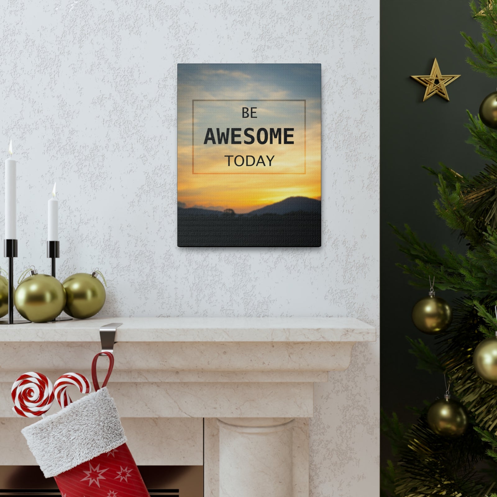 Inspirational Quote Canvas Be Awesome Today Motivational Print Ready to Hang Artwork-Express Your Love Gifts