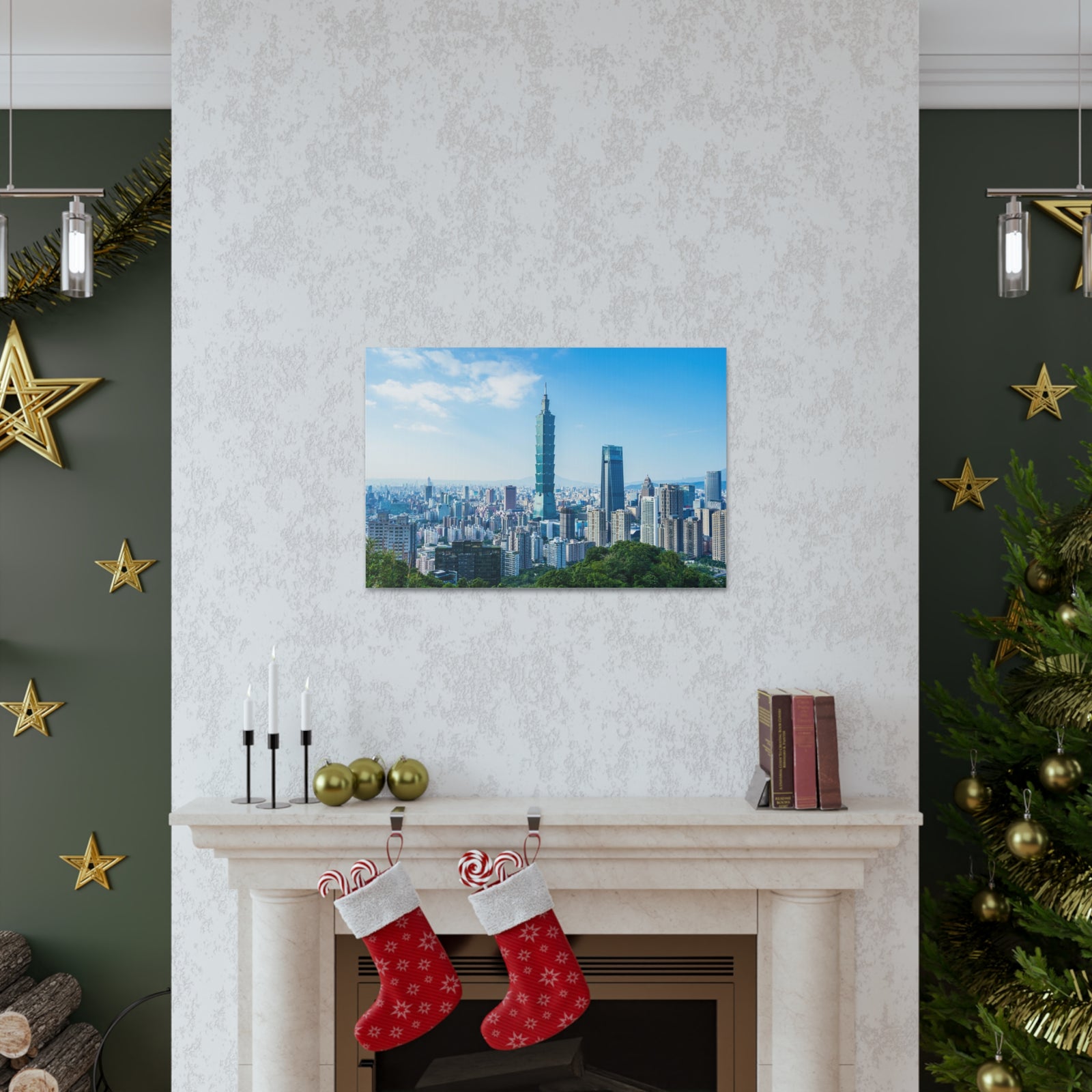 Taipei Daytime Skyline Canvas Artwork High-Quality Breathtaking Stunning Cityscape for Home Decor Ready to Hang-Express Your Love Gifts