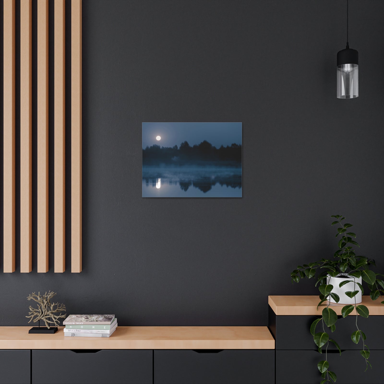 Misty Mountain Reflections Nature Wilderness Photography Canvas Wall Art for Home Decor Ready-to-Hang-Express Your Love Gifts
