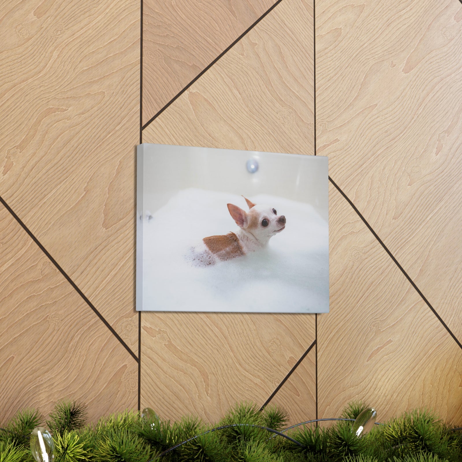 Cute Chihuahua Bathee Canvas Wall Art for Home Decor Ready-to-Hang-Express Your Love Gifts