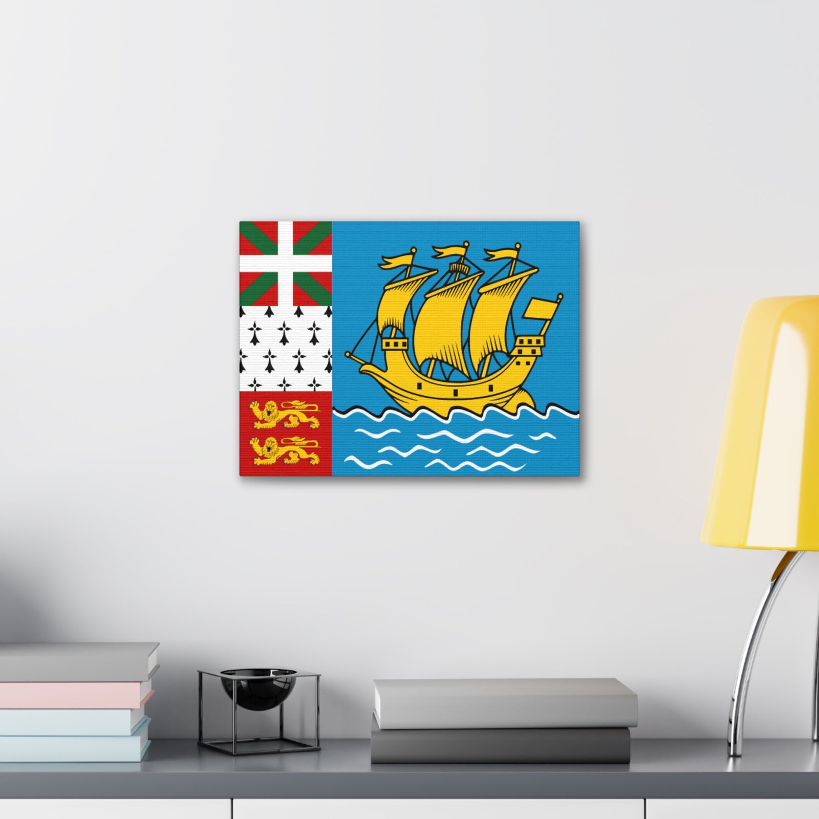 Saint Pierre and Miquelon Country Flag Canvas Vibrant Wall Art Unframed Home Decor-Express Your Love Gifts