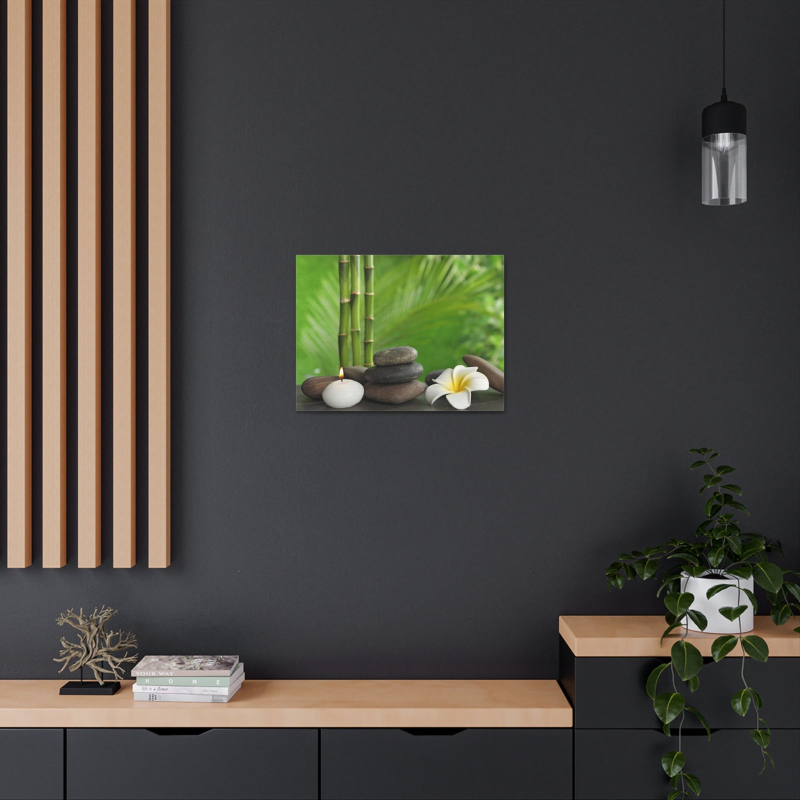 Stones on Table Forest Floral Nature Photography Canvas Wall Art for Home Decor Ready-to-Hang-Express Your Love Gifts