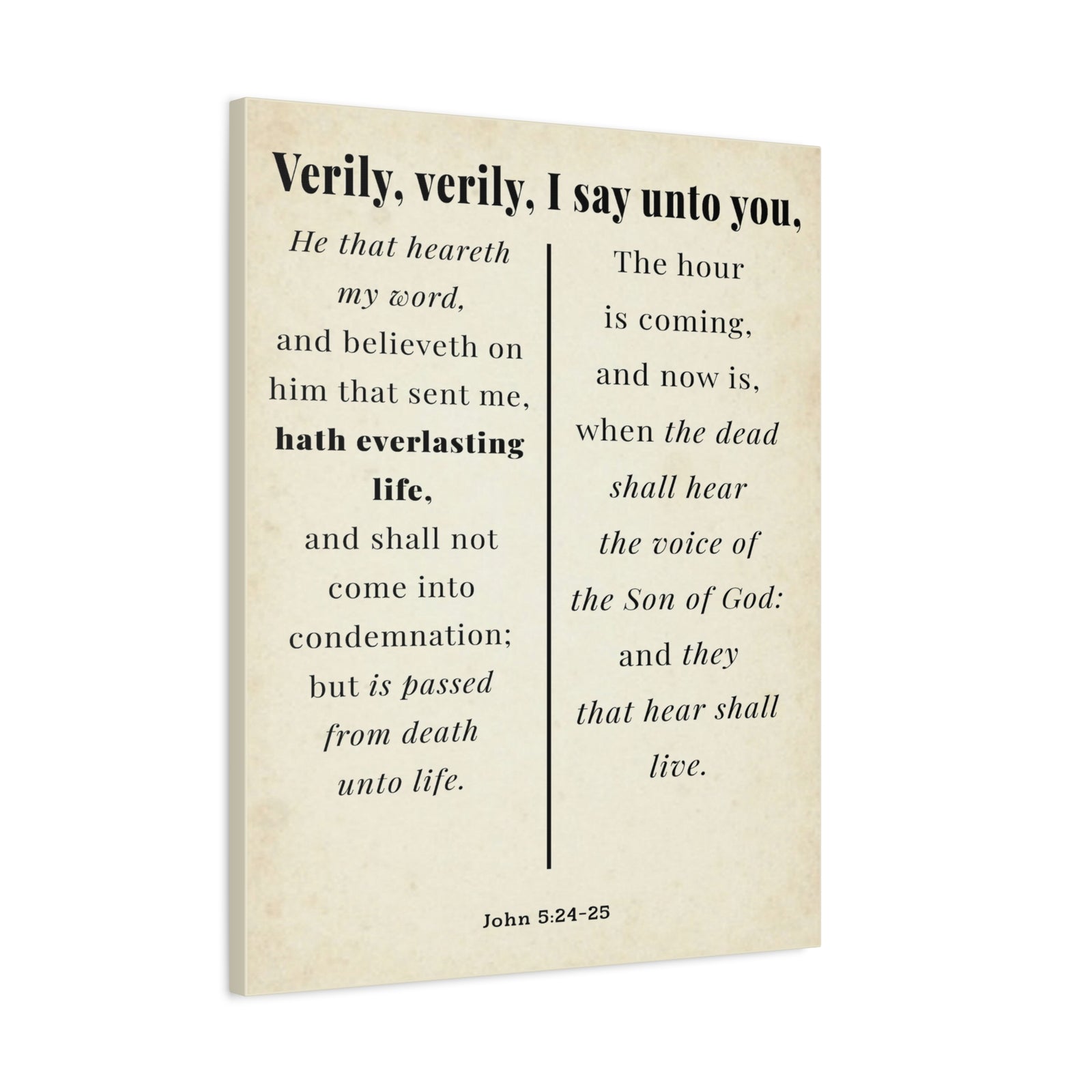 Scripture Walls John 5:24-25 Regeneration and Eternal Life Bible Verse Canvas Christian Wall Art Ready to Hang Unframed-Express Your Love Gifts