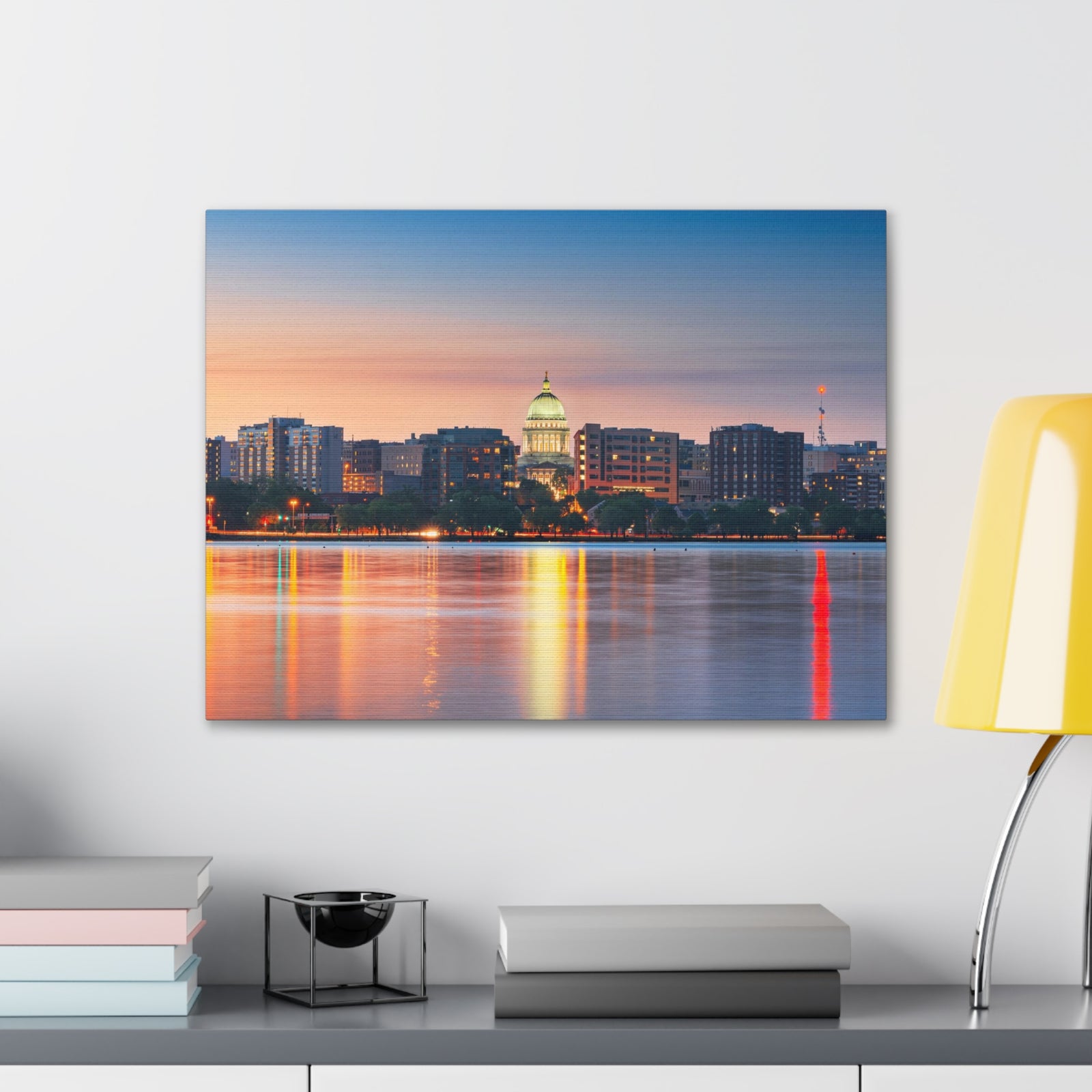 Madison Night Skyline Canvas Artwork High-Quality Breathtaking Stunning Cityscape for Home Decor Ready to Hang-Express Your Love Gifts
