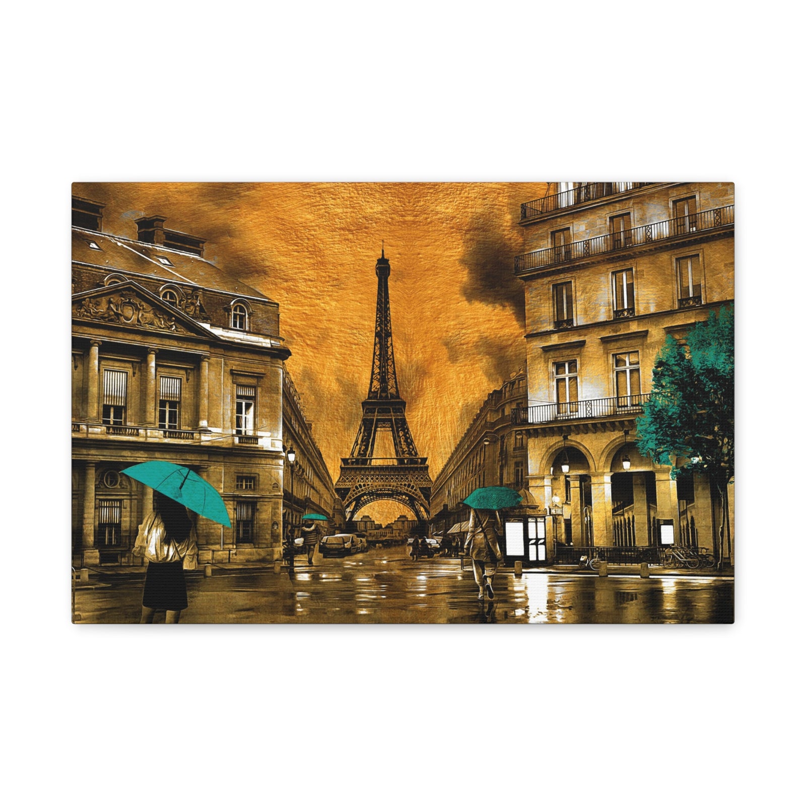 Yellow And Blue Eiffel Tower France Canvas Artwork High-Quality Breathtaking French City for Home Decor Ready to Hang-Express Your Love Gifts