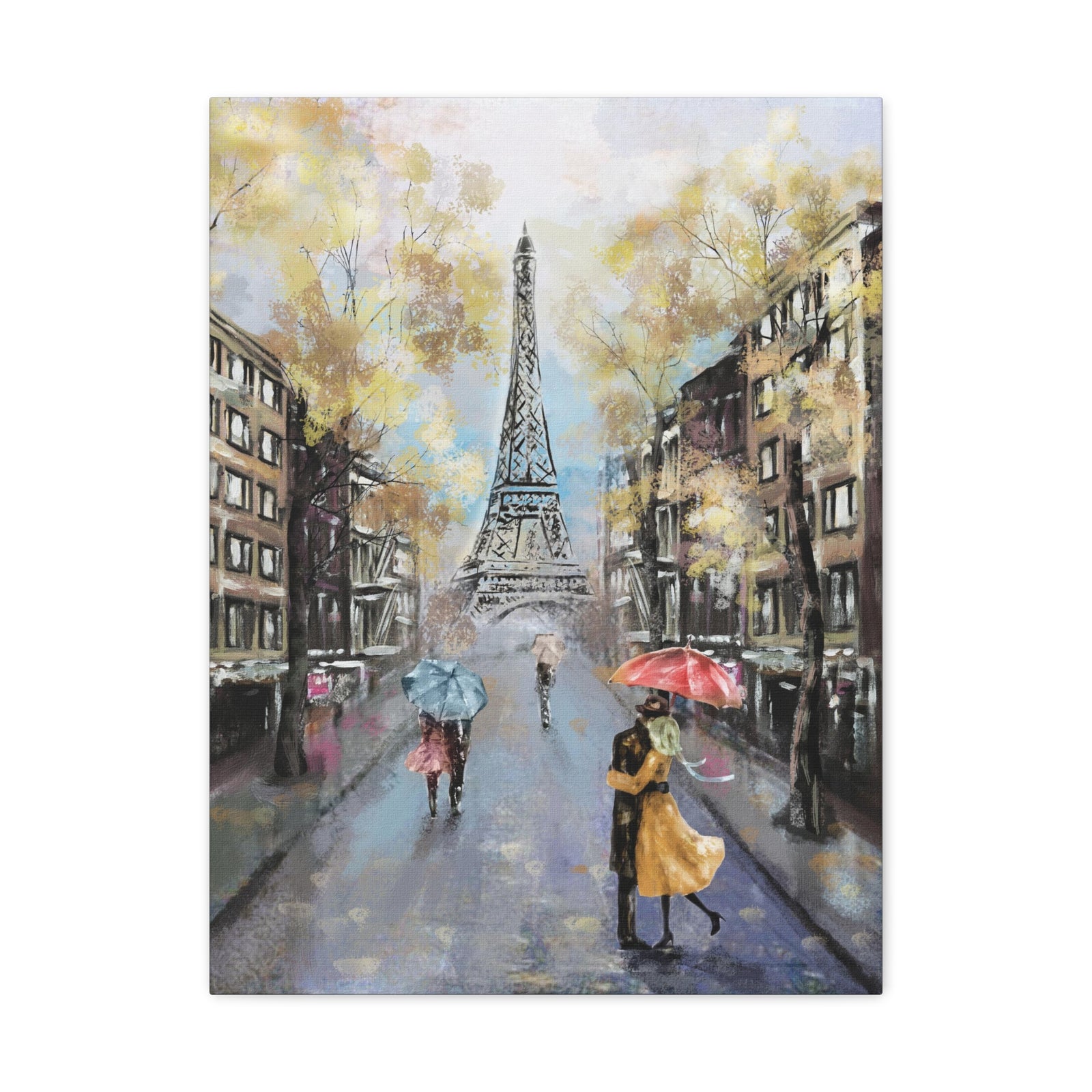 Eiffel Tower Romantic French Couple France Canvas Artwork High-Quality Breathtaking French City for Home Decor Ready to Hang-Express Your Love Gifts