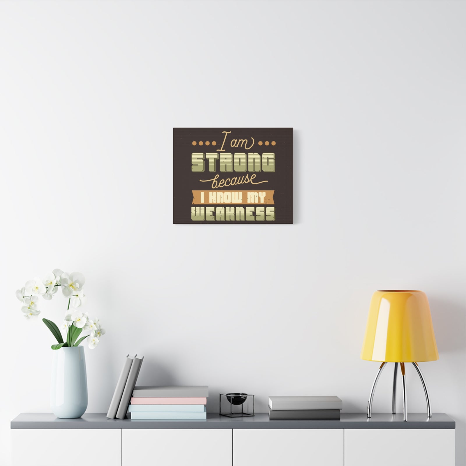 Inspirational Quote Canvas I Am Strong Wall Art Motivational Motto Inspiring Prints Artwork Decor Ready to Hang-Express Your Love Gifts
