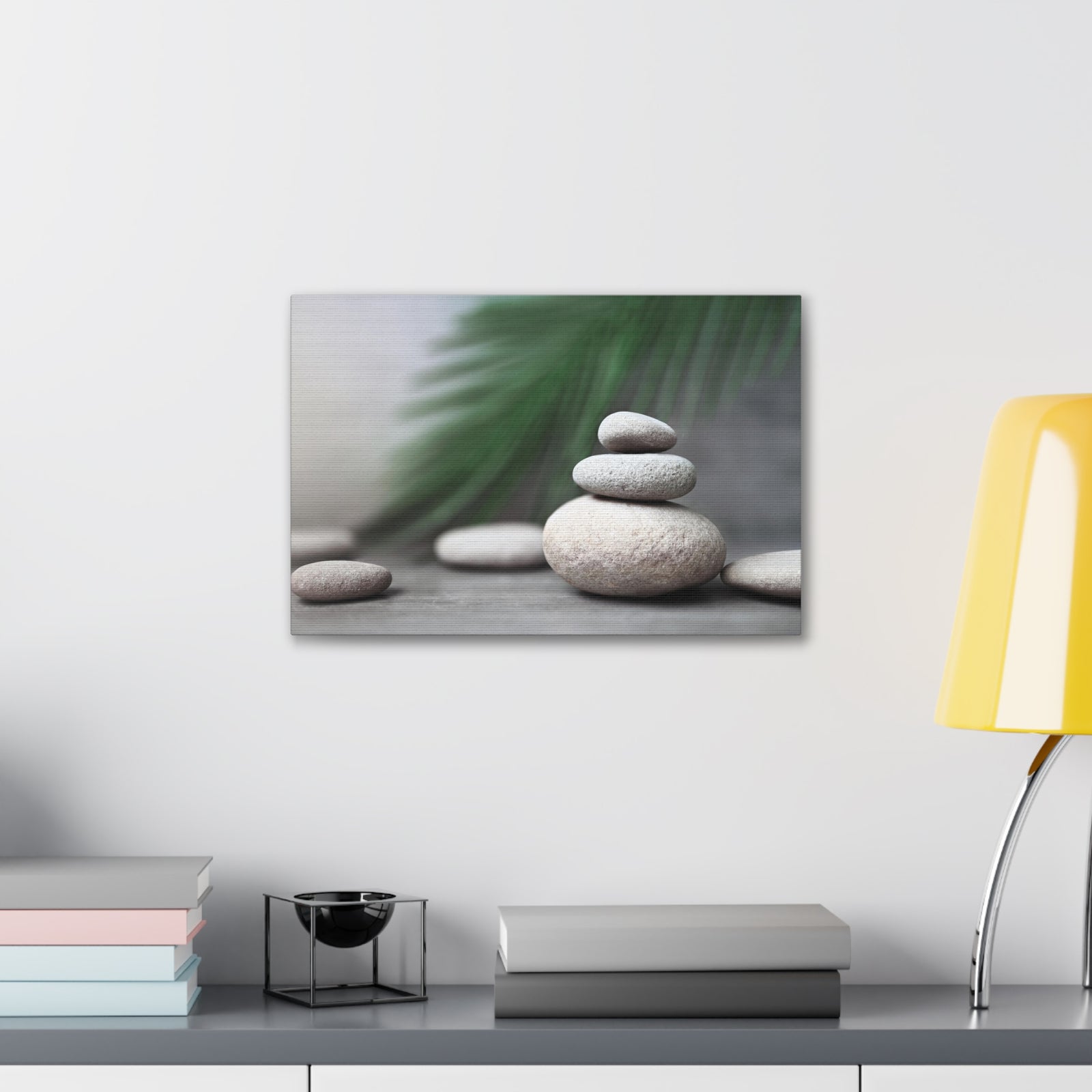 Spa Stones with Palm Forest Floral Nature Photography Canvas Wall Art for Home Decor Ready-to-Hang-Express Your Love Gifts