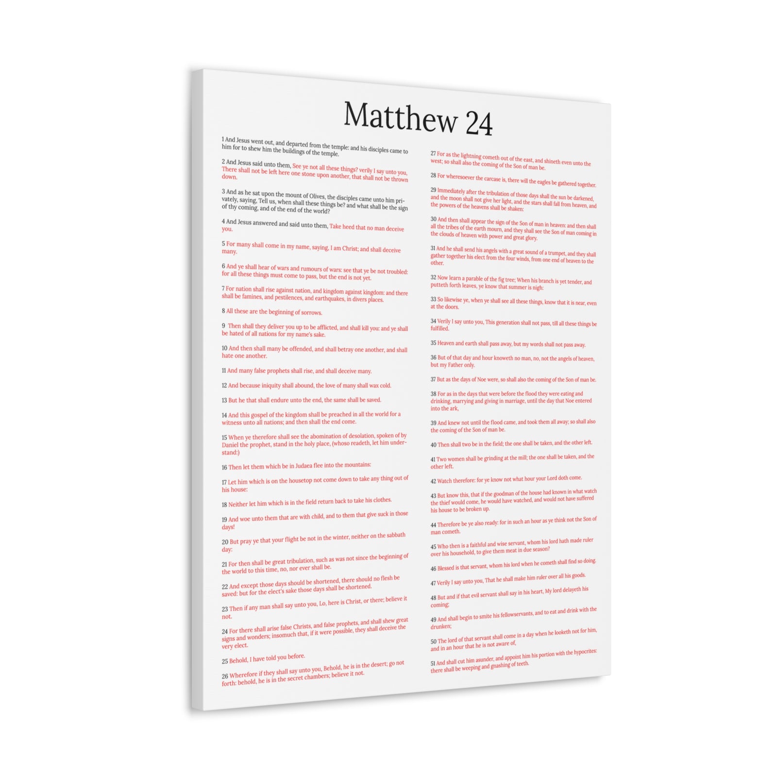 Scripture Walls Matthew 24 Chapter Christ Words in Red Christian Wall Art Print Ready to Hang Unframed-Express Your Love Gifts