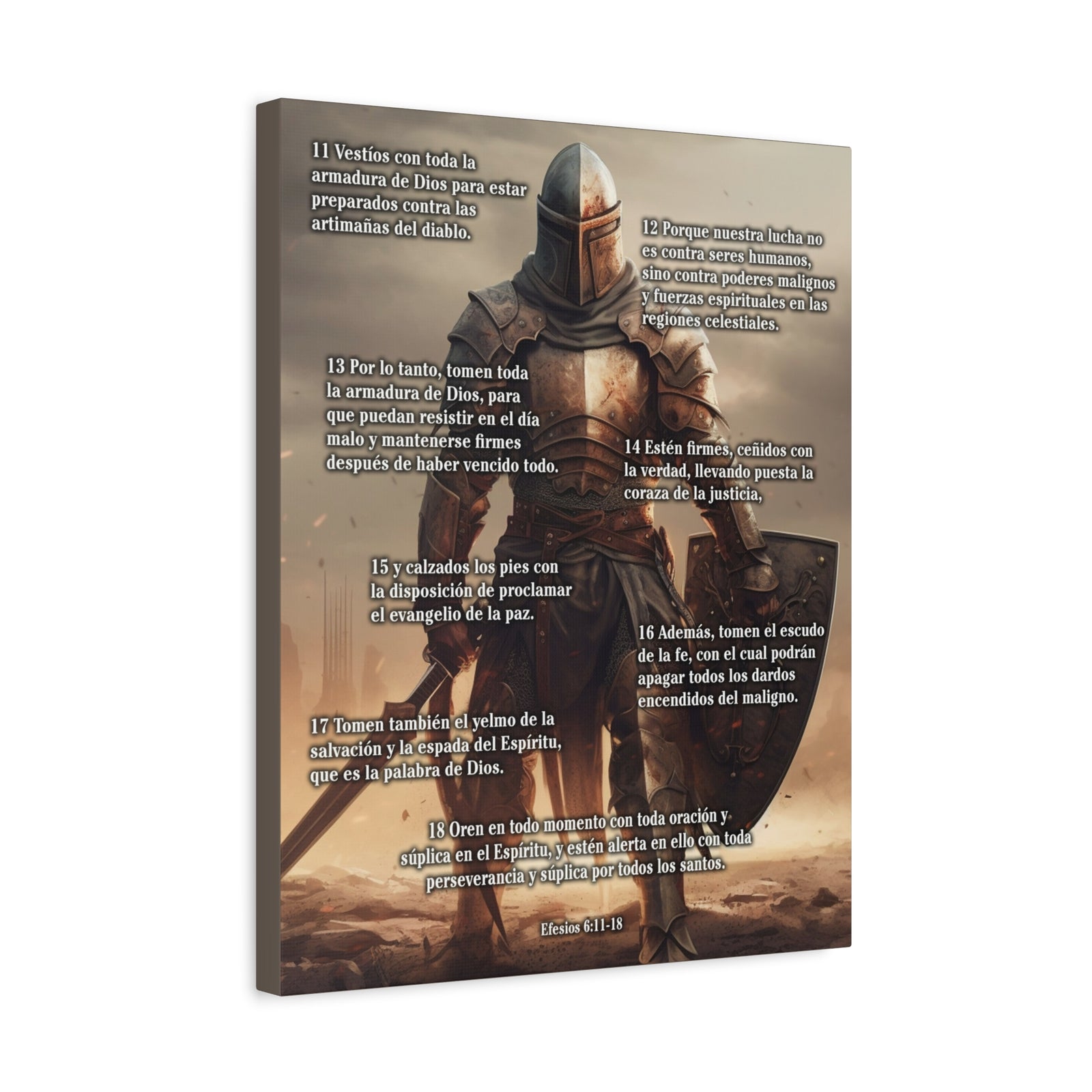 Scripture Walls Armour Of God Ephesians 6:11-18 Standing Warrior Spanish Christian Wall Art Print Ready to Hang Unframed-Express Your Love Gifts