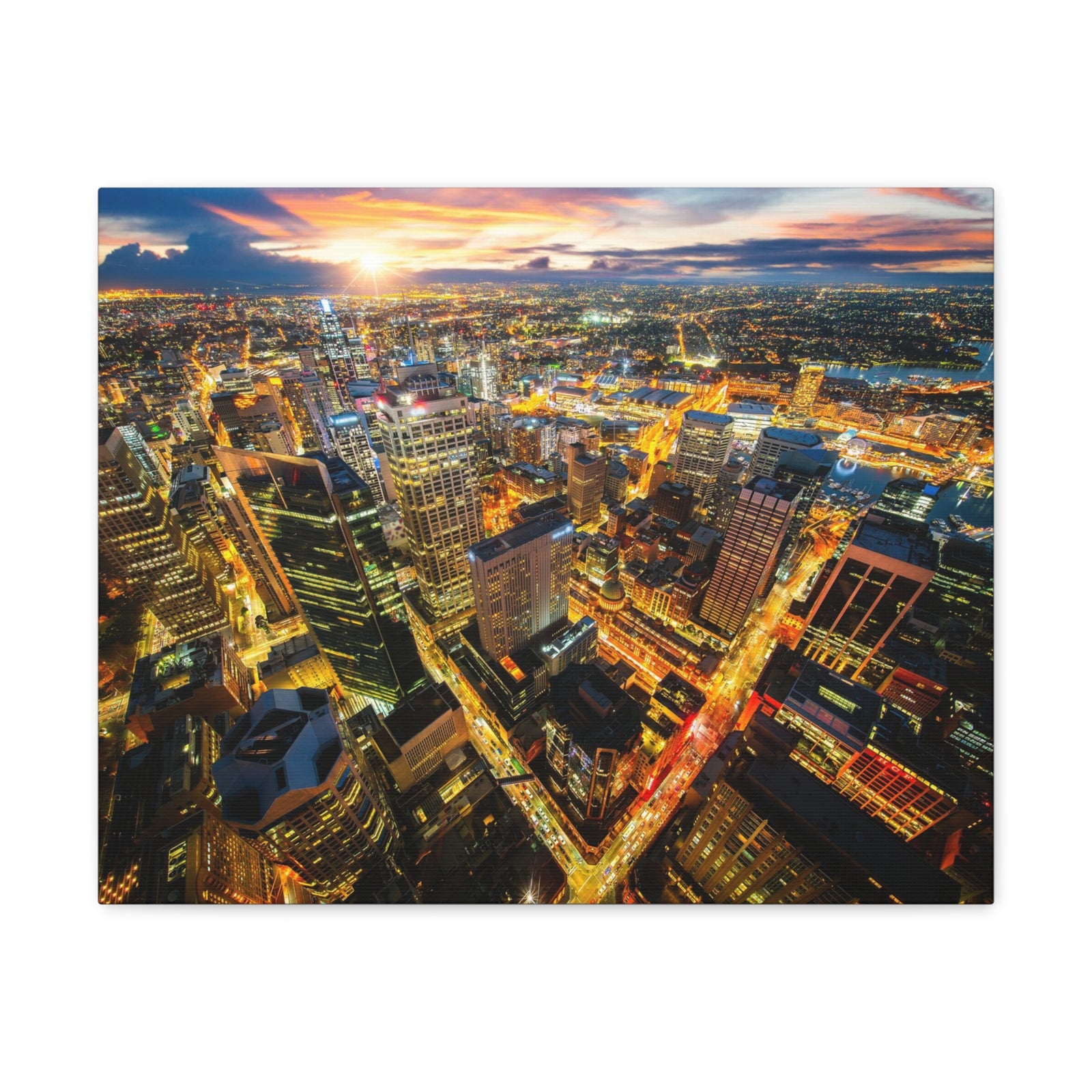 Sydney Night Skyline Canvas Artwork High-Quality Breathtaking Stunning Cityscape for Home Decor Ready to Hang-Express Your Love Gifts