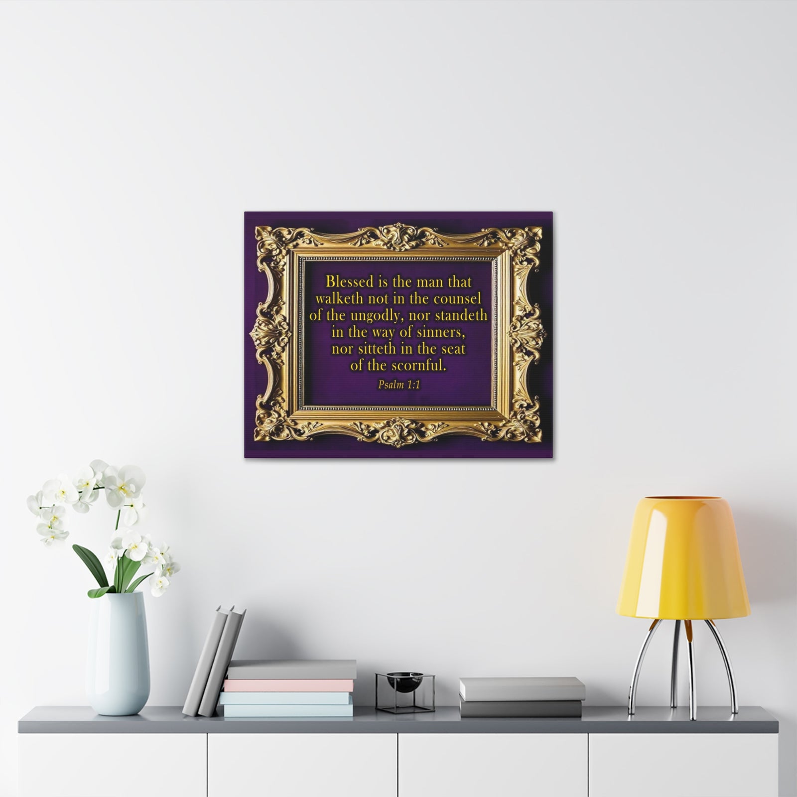 Scripture Walls Psalm 1:1 KJV Bible Verse Canvas Christian Wall Art Ready to Hang Unframed-Express Your Love Gifts