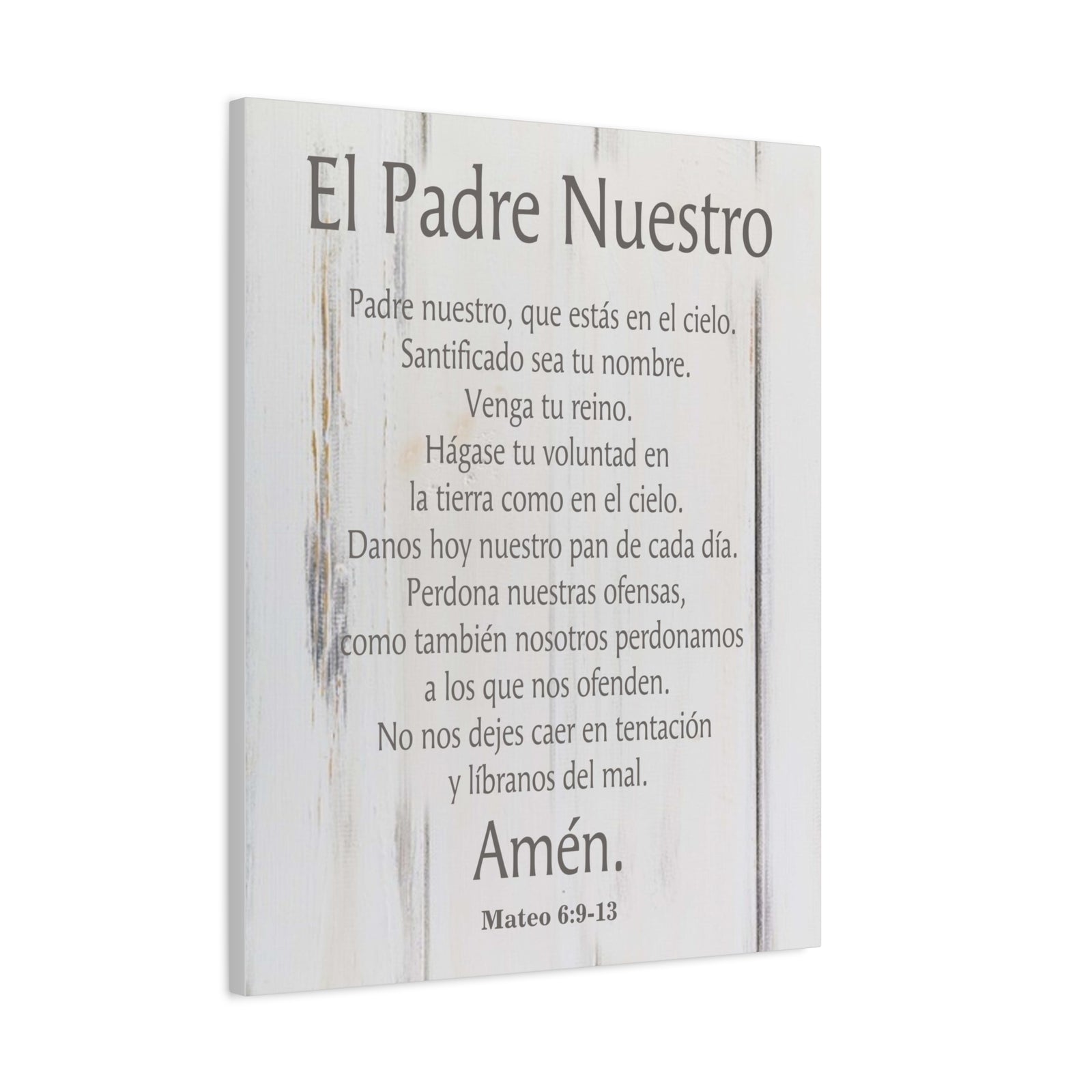 Scripture Canvas Lords Prayer Spanish El Padre Nuestro White Wood Christian Wall Art Print Ready to Hang-Express Your Love Gifts