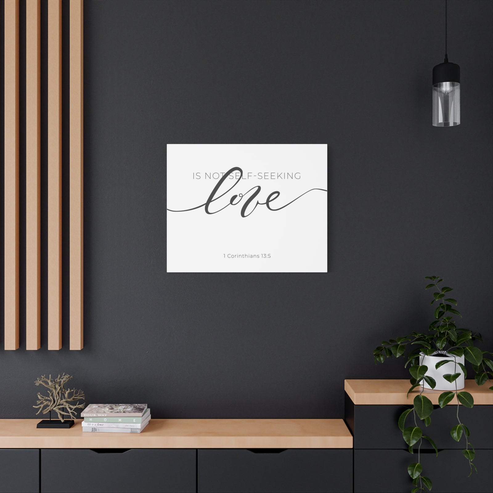 Scripture Canvas Love Cursive 1 Corinthians 13:5 Christian Wall Art Bible Verse Print Ready to Hang-Express Your Love Gifts