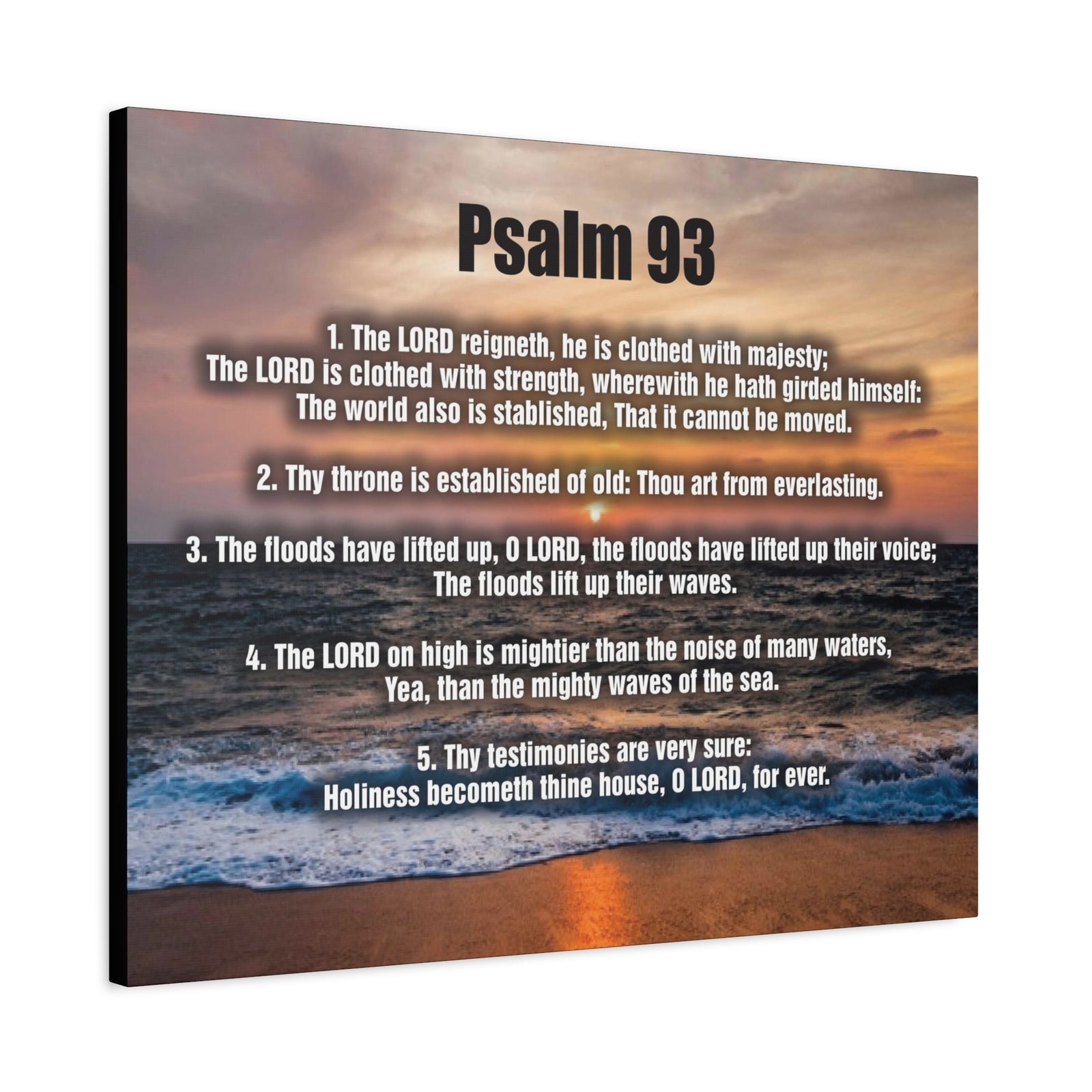 Scripture Canvas The Lord Reigneth Psalm 93 Christian Wall Art Bible Verse Print Ready to Hang-Express Your Love Gifts