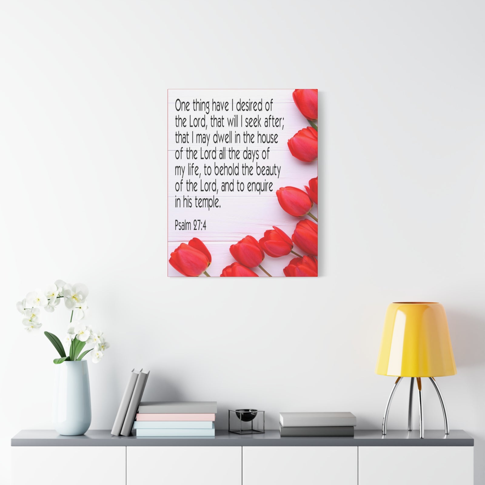 Scripture Canvas The Beauty of The Lord Psalm 27:4 Christian Wall Art Bible Verse Print Ready to Hang-Express Your Love Gifts