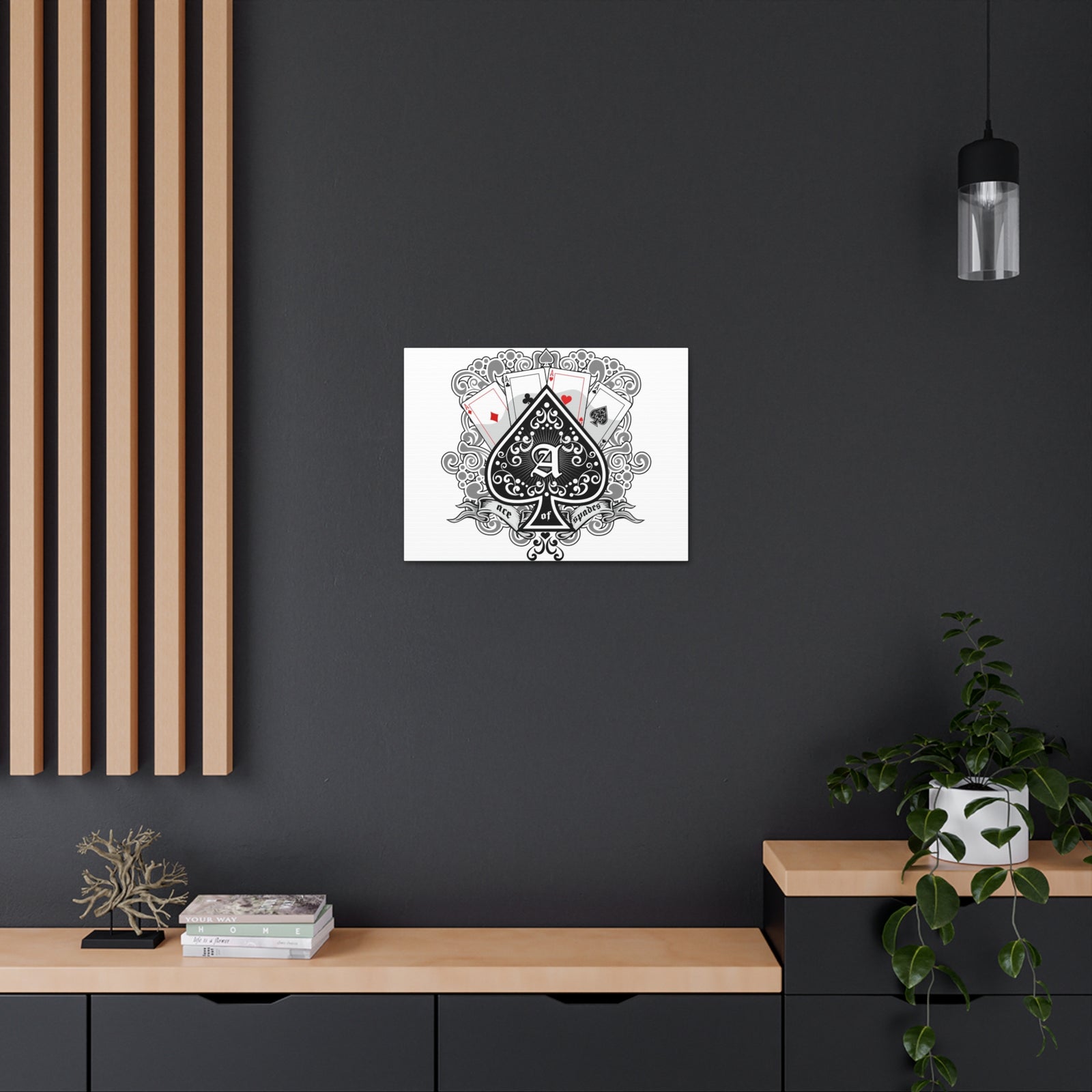 Gothic Coat Of Arms Ace Of Spades Playing Card Canvas Wall Art for Home Decor Ready-to-Hang-Express Your Love Gifts