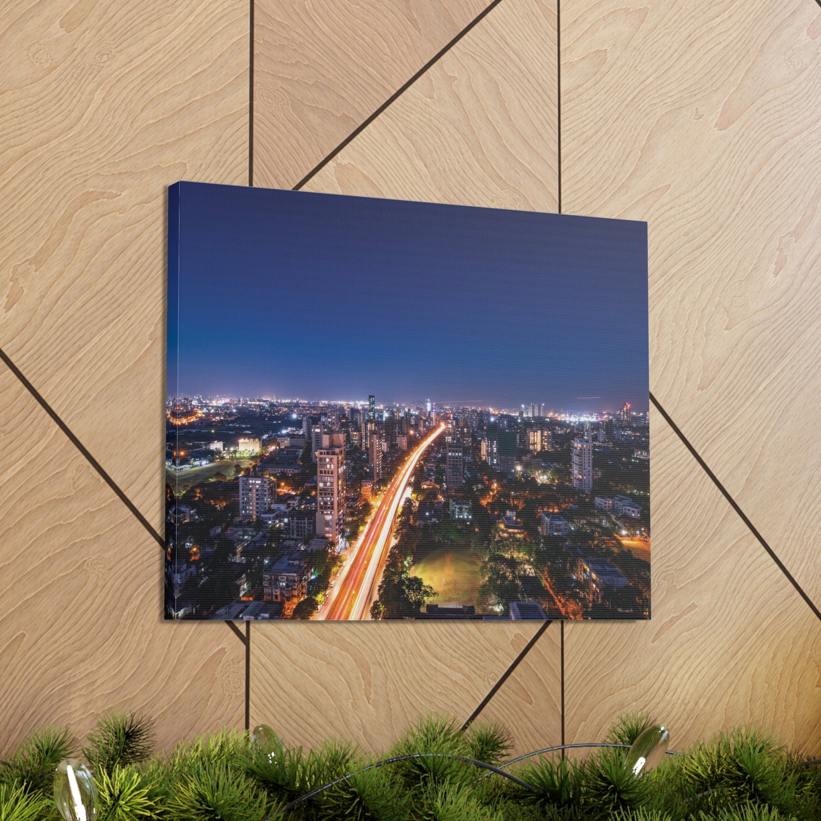 Mumbai Night Skyline Canvas Artwork High-Quality Breathtaking Stunning Cityscape for Home Decor Ready to Hang-Express Your Love Gifts