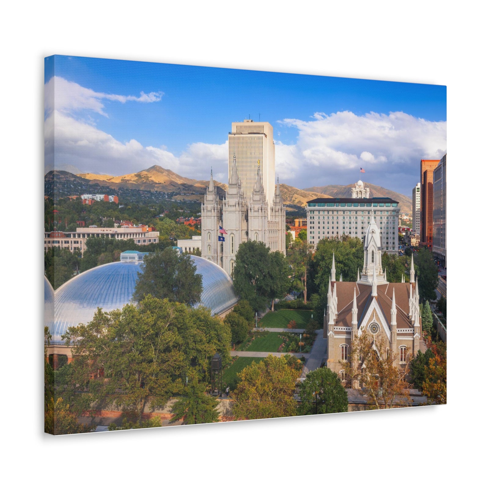 Salt Lake City Daytime Skyline Canvas Artwork High-Quality Breathtaking Stunning Cityscape for Home Decor Ready to Hang-Express Your Love Gifts