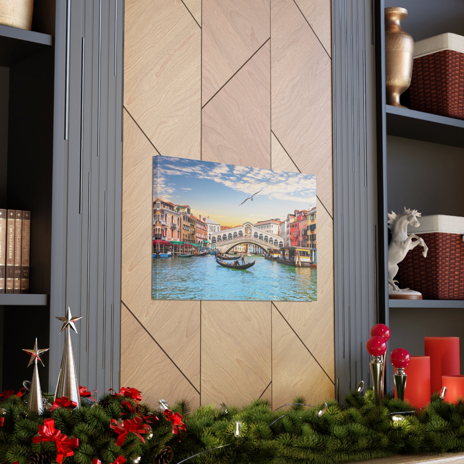 Venice Rialto Bridge Nature Wilderness Photography Canvas Wall Art for Home Decor Ready-to-Hang-Express Your Love Gifts