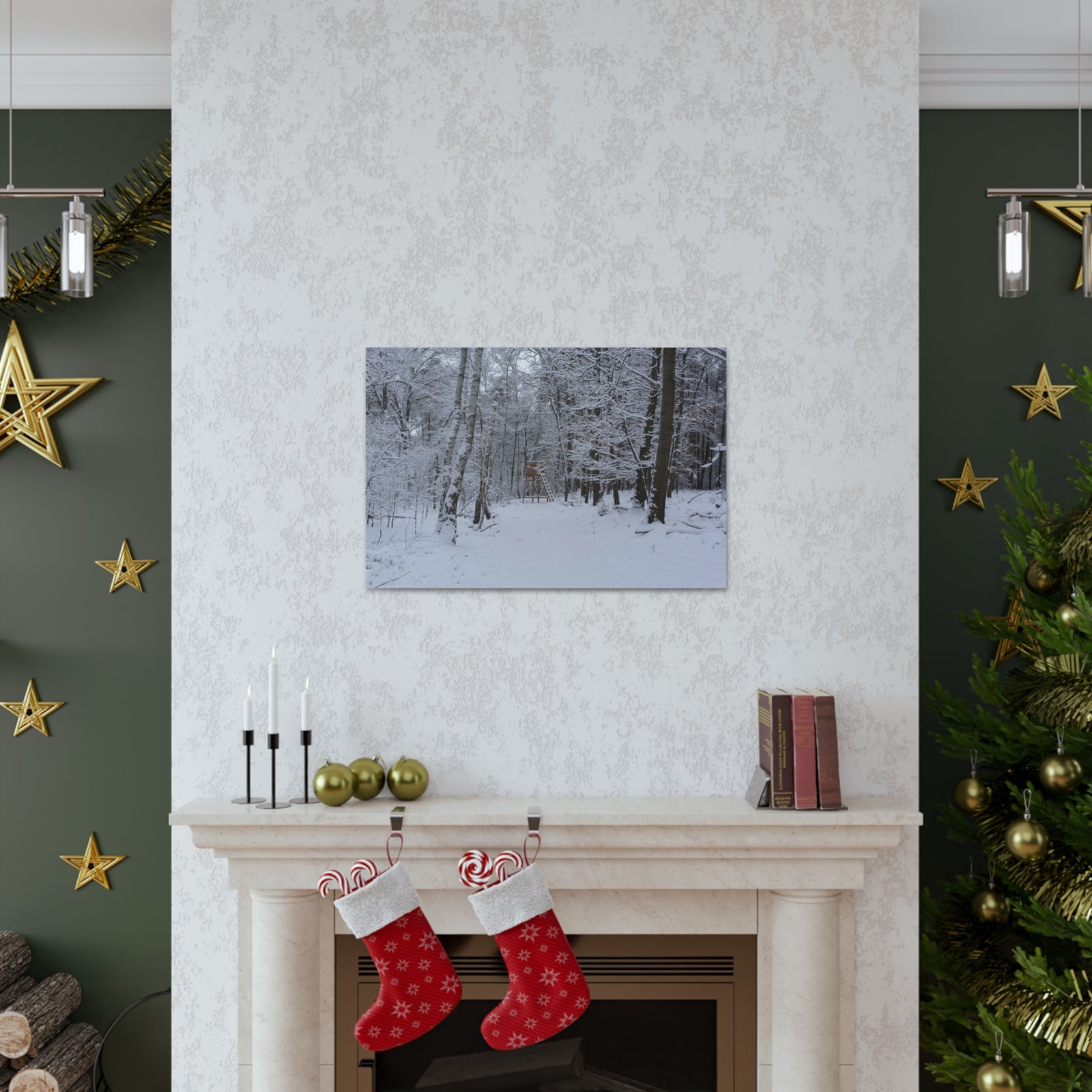Forest Winter Tree Snow Nature Wilderness Photography Canvas Wall Art for Home Decor Ready-to-Hang-Express Your Love Gifts
