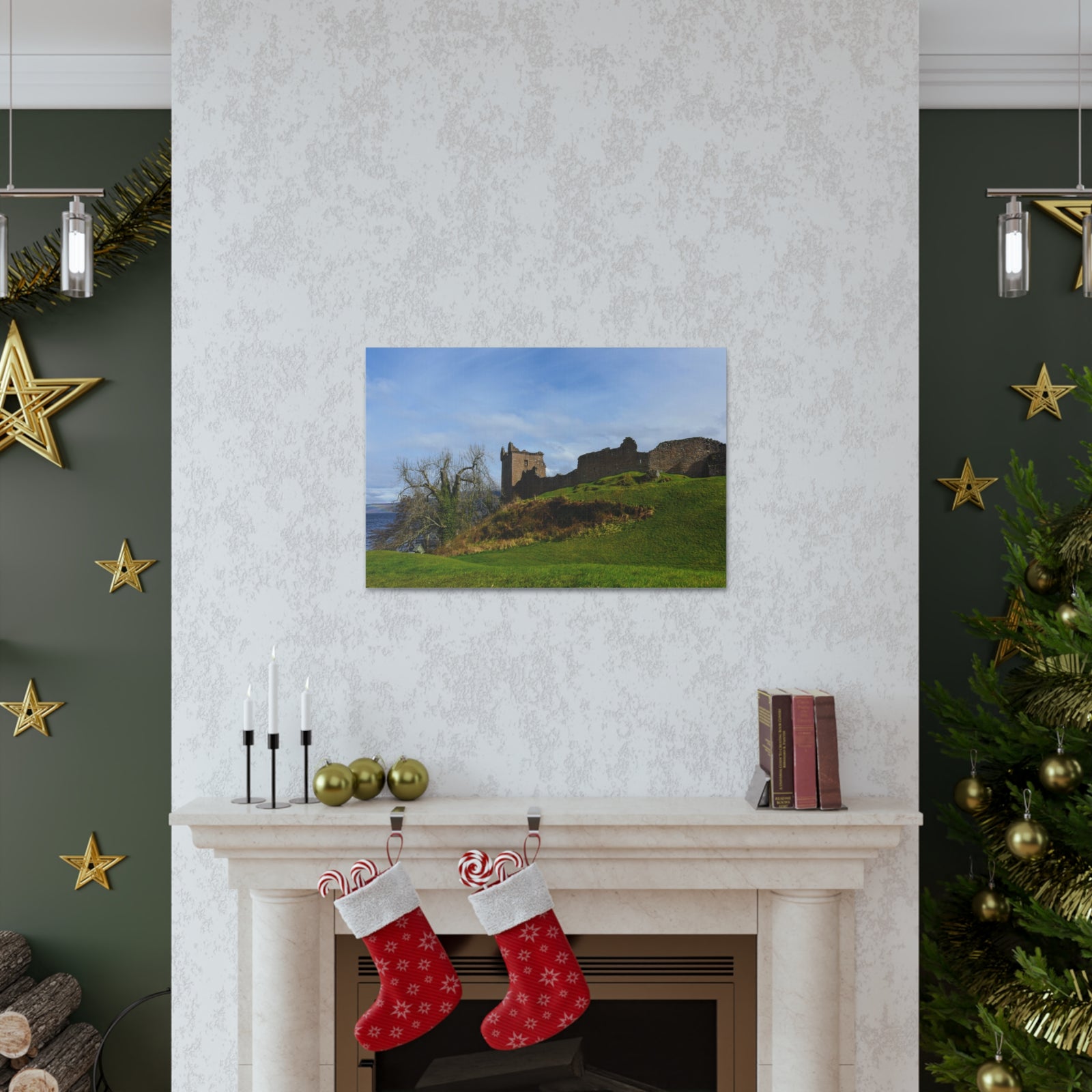 Ruins of Urquhart Scotland Nature Wilderness Photography Canvas Wall Art for Home Decor Ready-to-Hang-Express Your Love Gifts