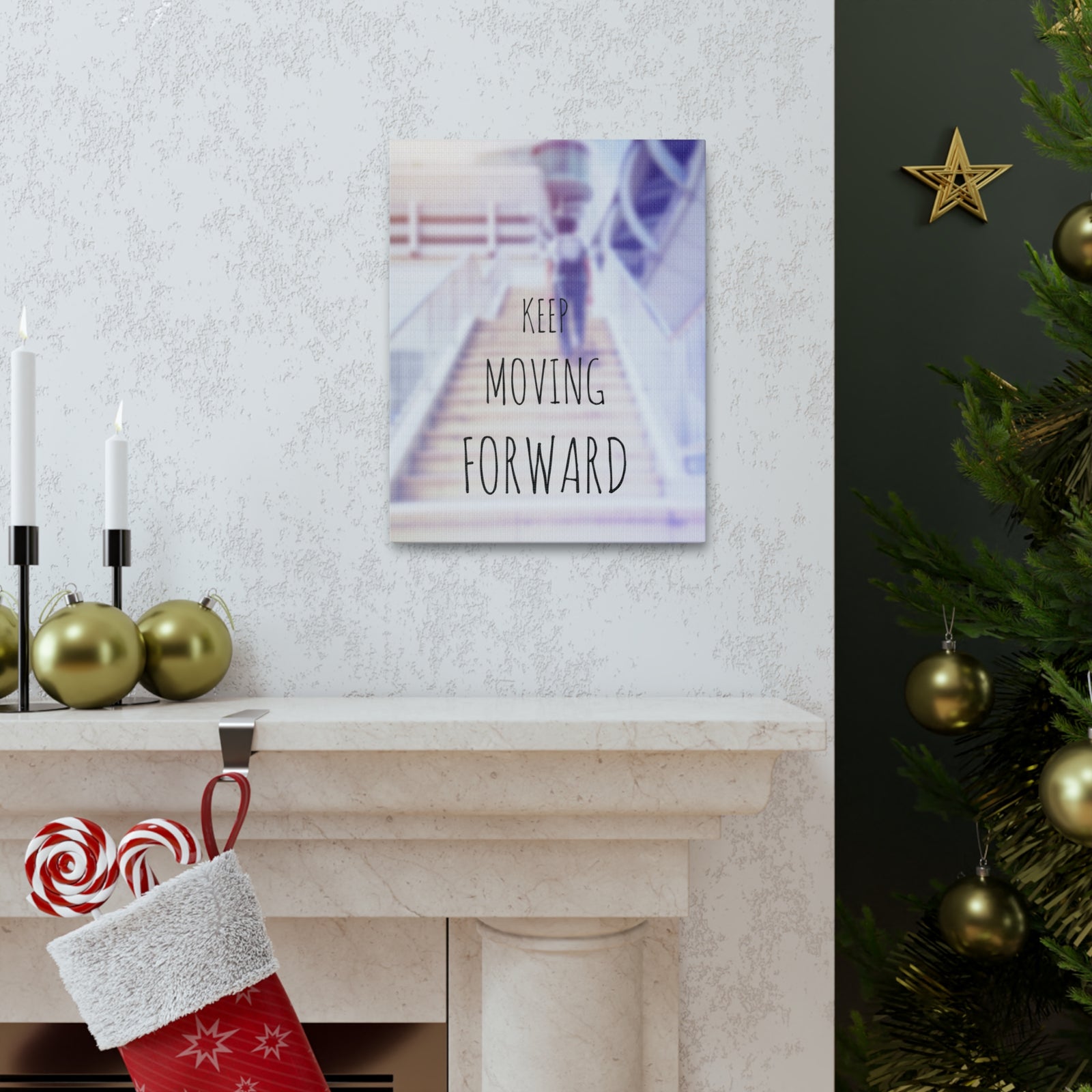 Inspirational Quote Canvas Keep Moving Forward Motivational Print Ready to Hang Artwork-Express Your Love Gifts