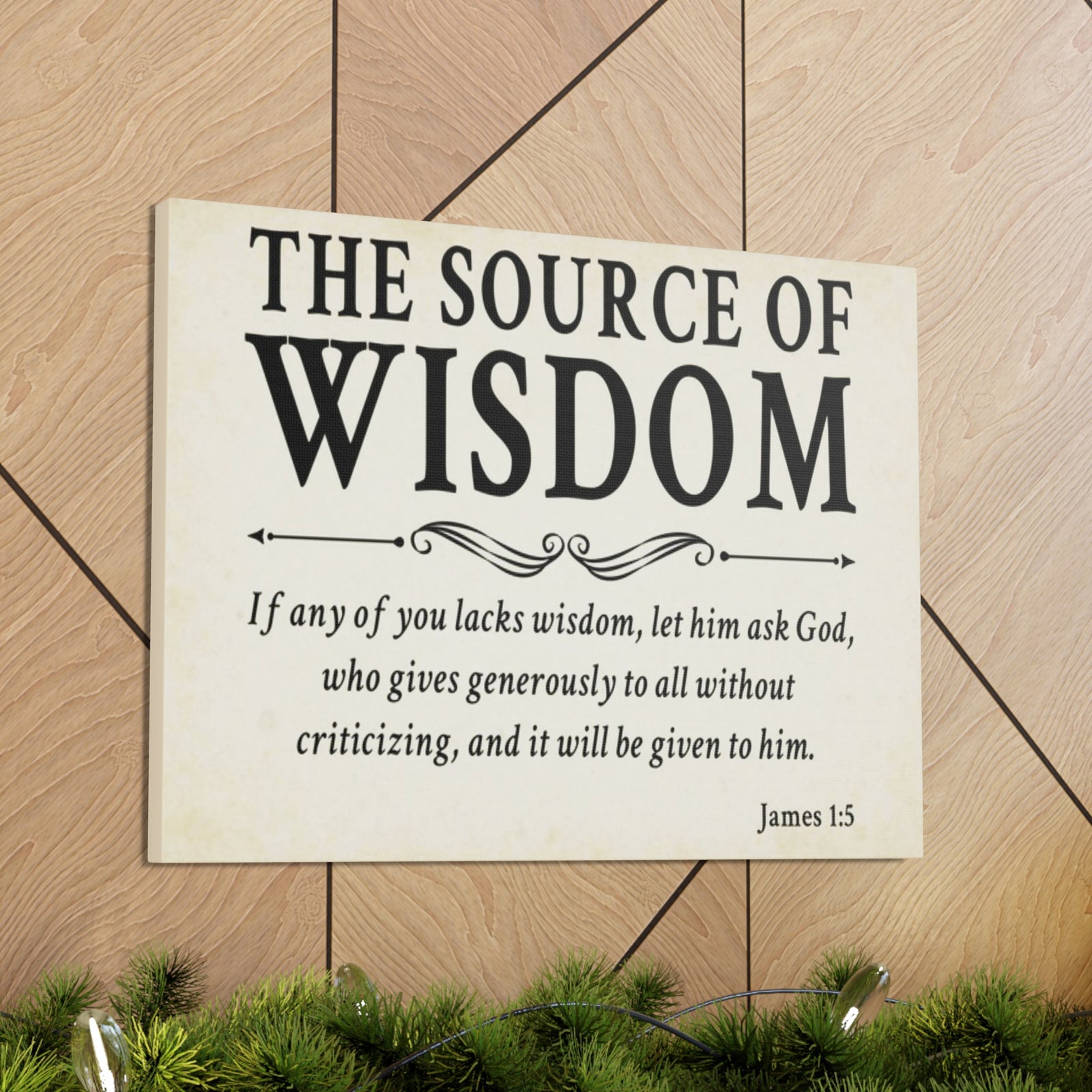 Scripture Walls James 1:5 The Source of Wisdom White Bible Verse Canvas Christian Wall Art Ready to Hang Unframed-Express Your Love Gifts