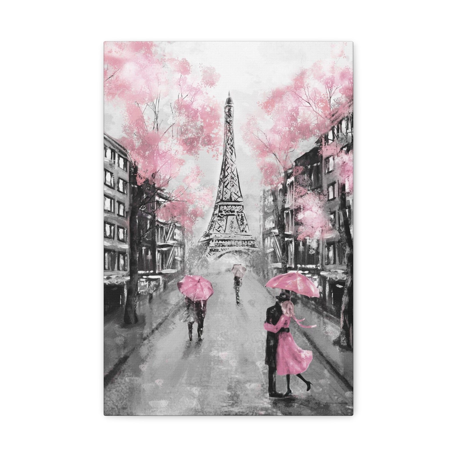 Kiss In Paris Eiffel Tower France Canvas Artwork High-Quality Breathtaking French City for Home Decor Ready to Hang-Express Your Love Gifts