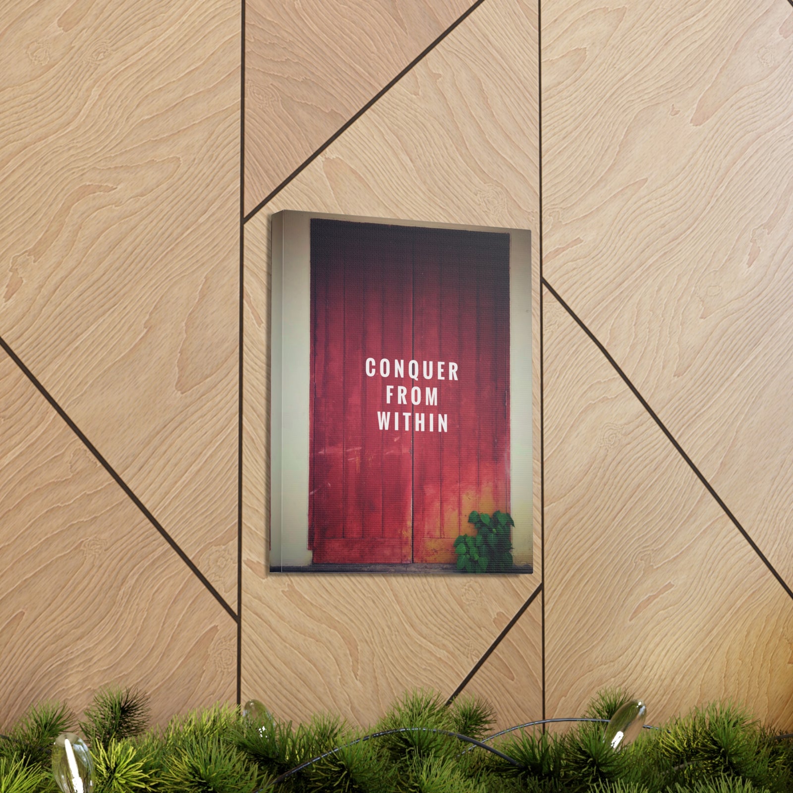 Inspirational Quote Canvas Conquer From Within Motivational Print Ready to Hang Artwork-Express Your Love Gifts