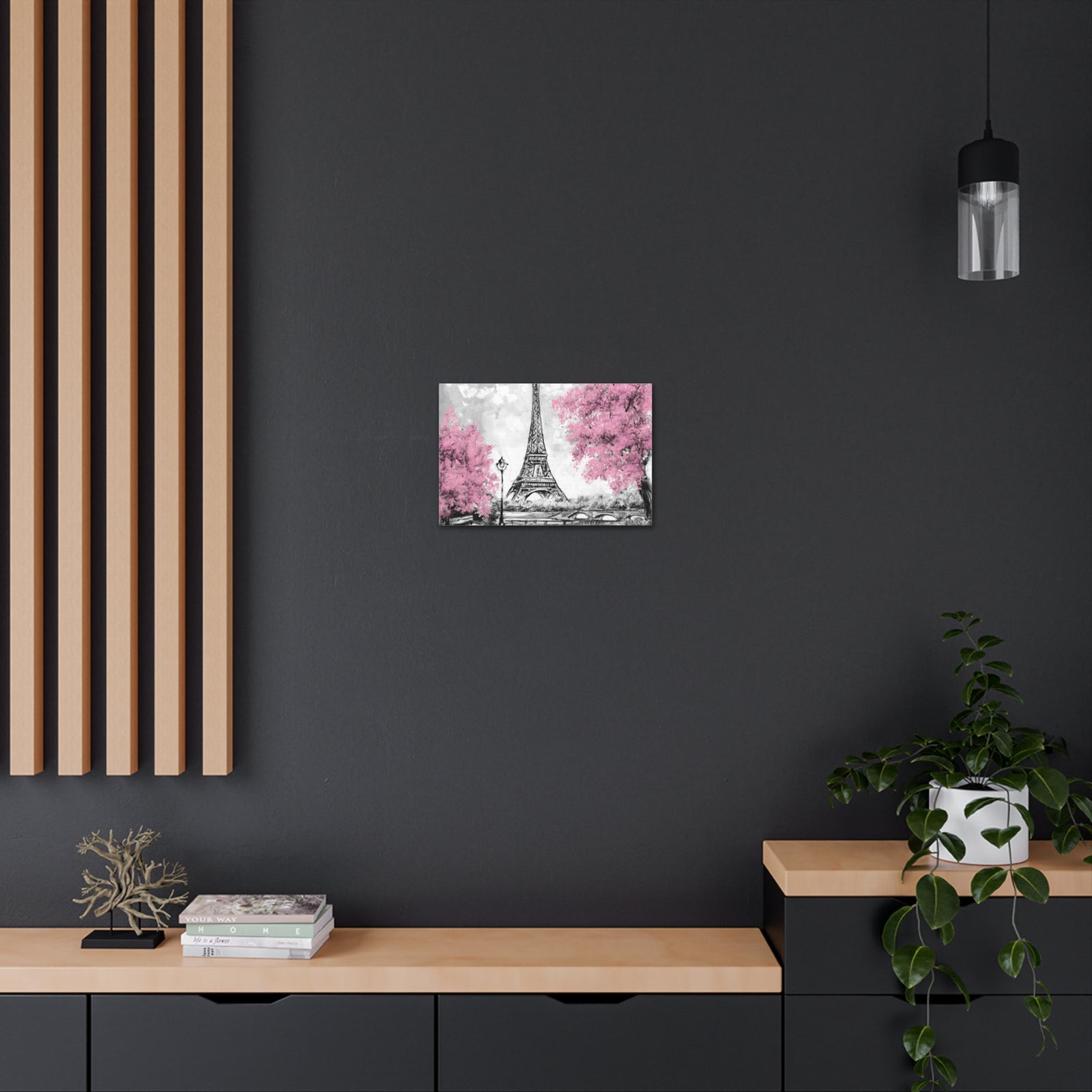 Eiffel Tower Pink Tree France Canvas Artwork High-Quality Breathtaking French City for Home Decor Ready to Hang-Express Your Love Gifts
