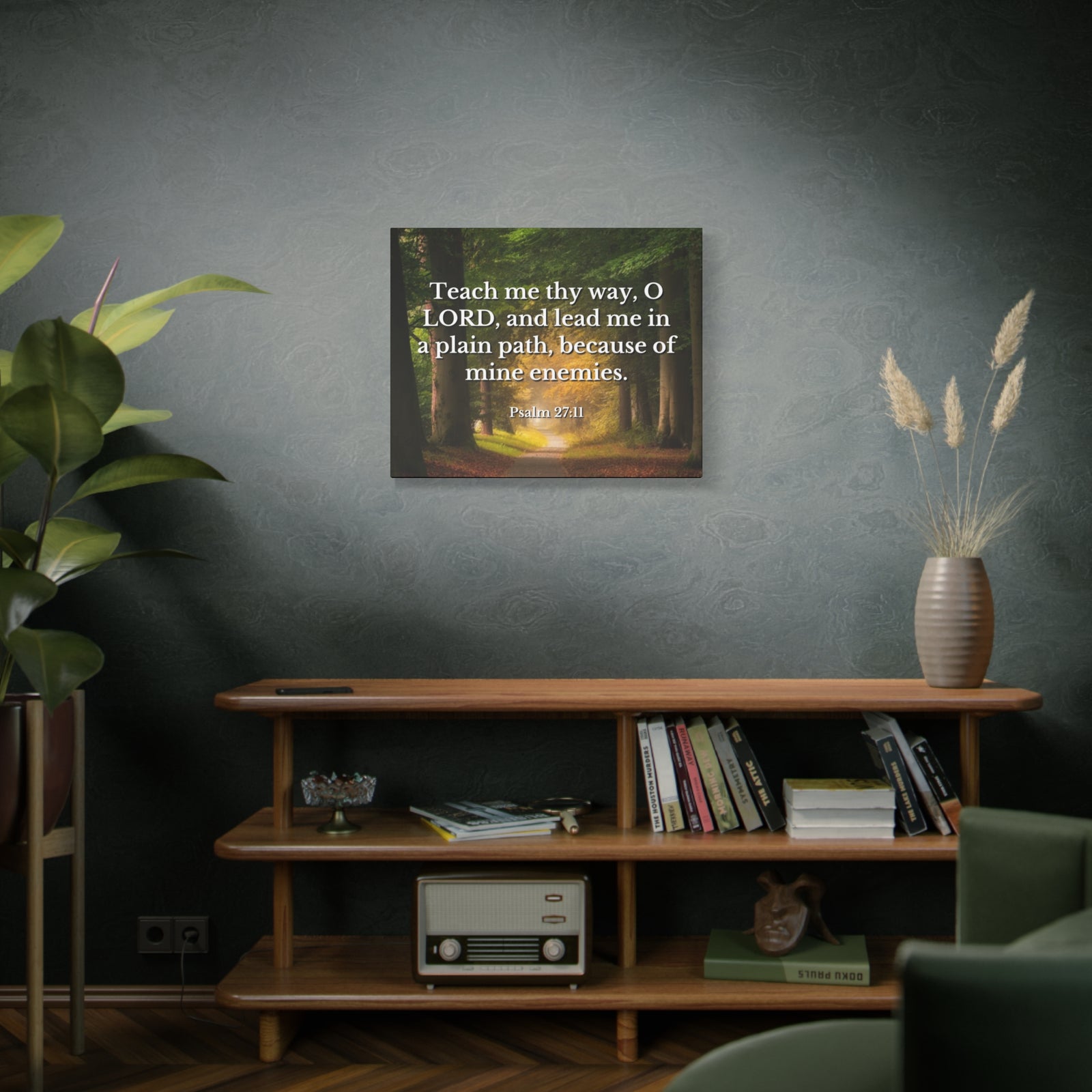 Scripture Canvas Plain Path Psalm 27:11 Christian Wall Art Bible Verse Print Ready to Hang-Express Your Love Gifts