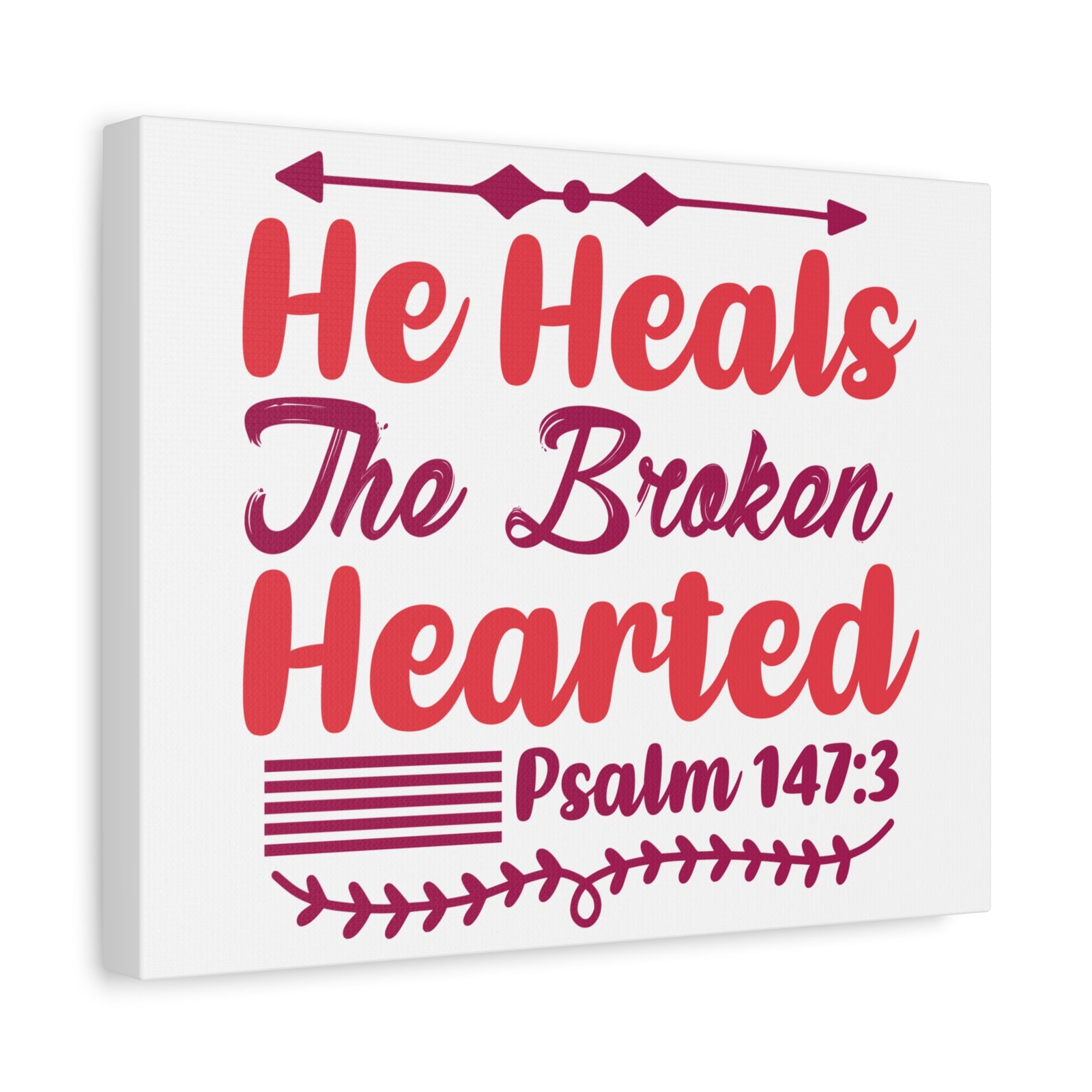 Scripture Canvas Psalm 147:3 The Broken Hearted Christian Wall Art Bible Verse Print Ready to Hang-Express Your Love Gifts