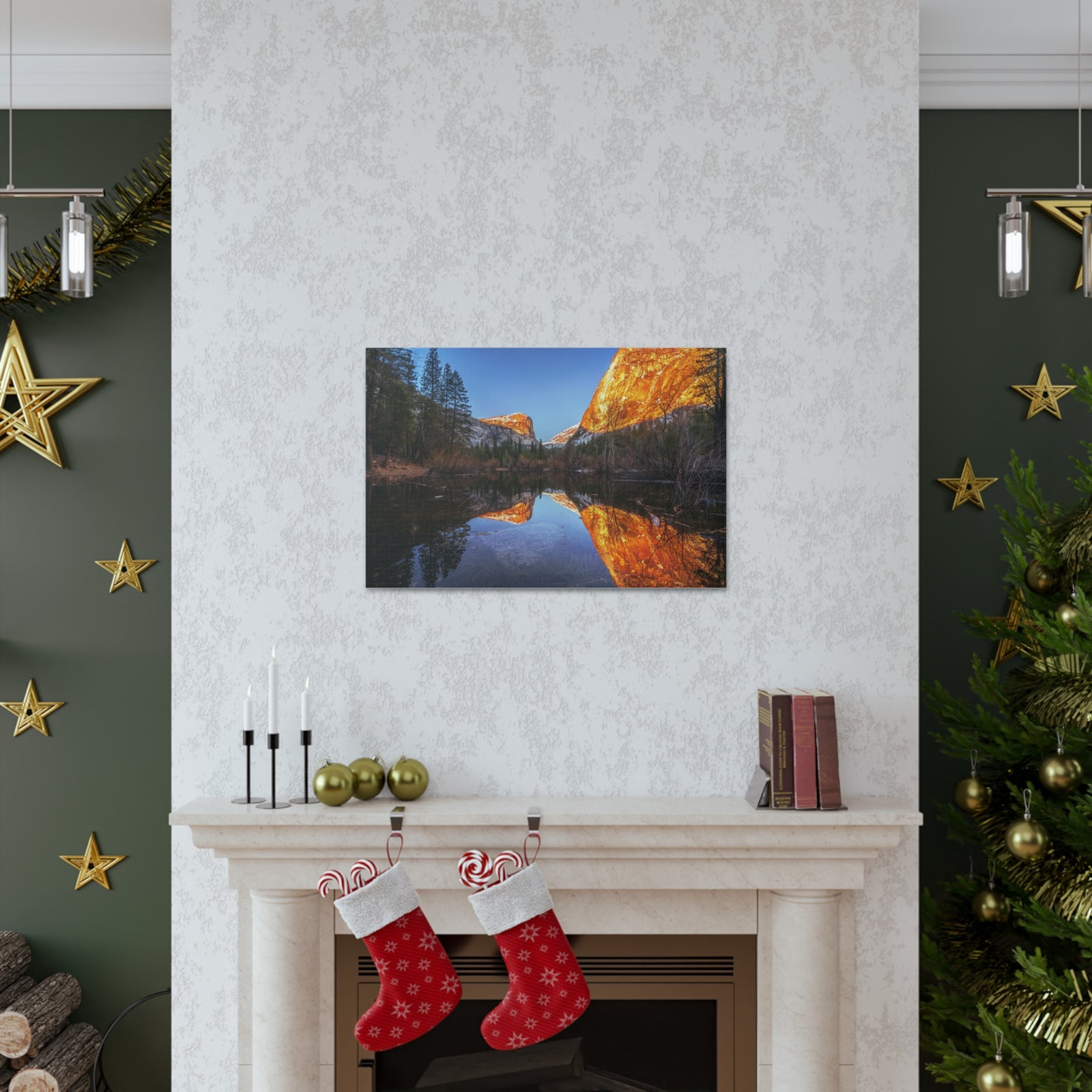 Mountain Golden Hour Lake Nature Wilderness Photography Canvas Wall Art for Home Decor Ready-to-Hang-Express Your Love Gifts