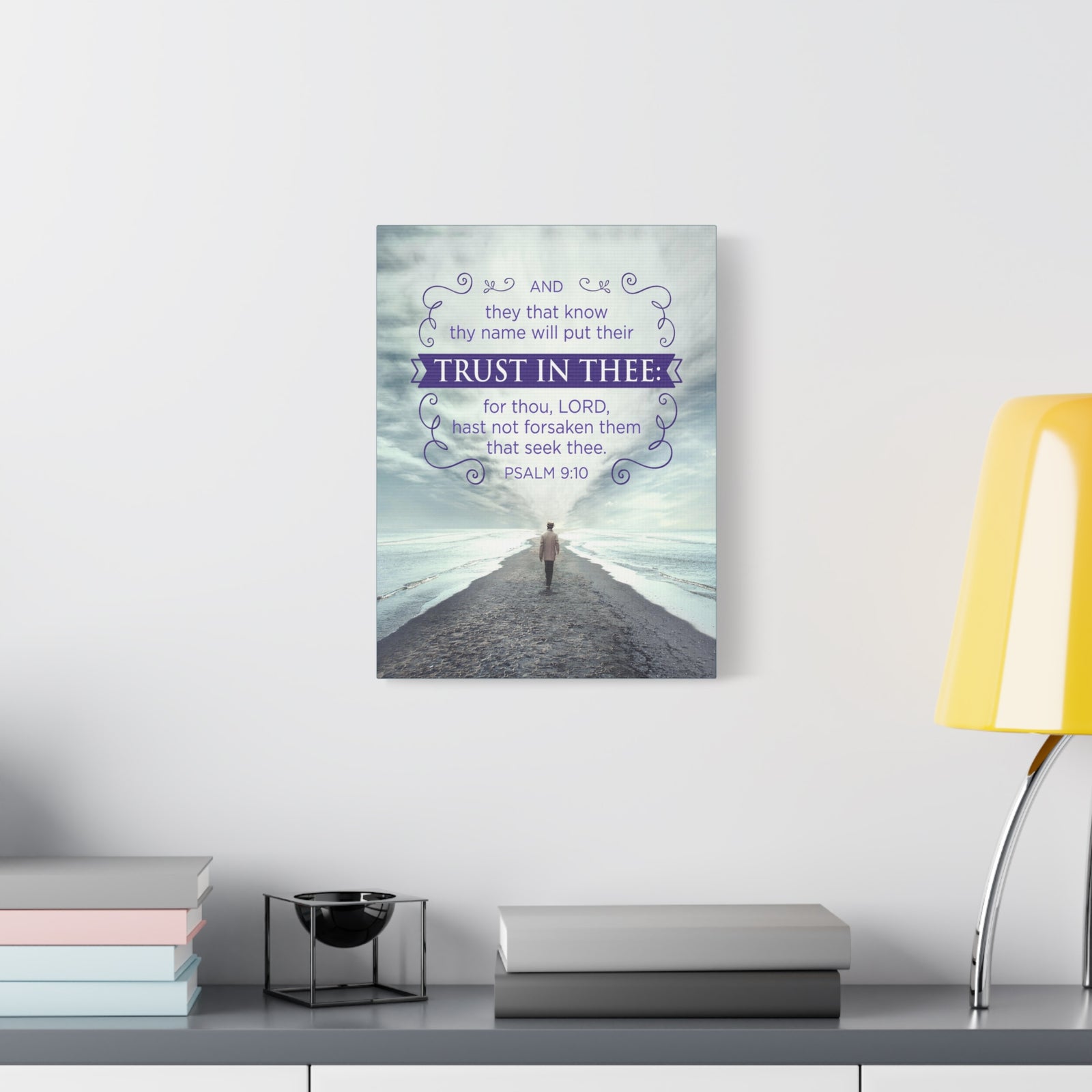 Scripture Canvas Trust In Thee Psalm 9:10 Christian Wall Art Bible Verse Print Ready to Hang-Express Your Love Gifts