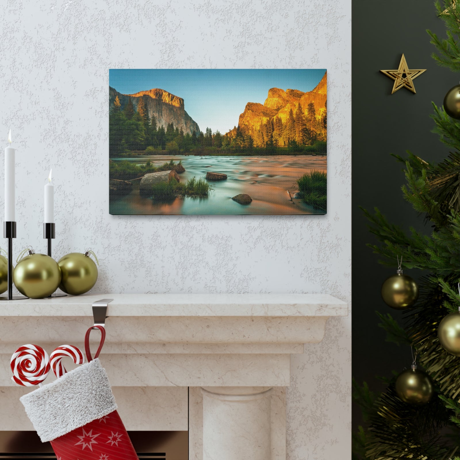 Mountain Valley Golden Hour Nature Wilderness Photography Canvas Wall Art for Home Decor Ready-to-Hang-Express Your Love Gifts