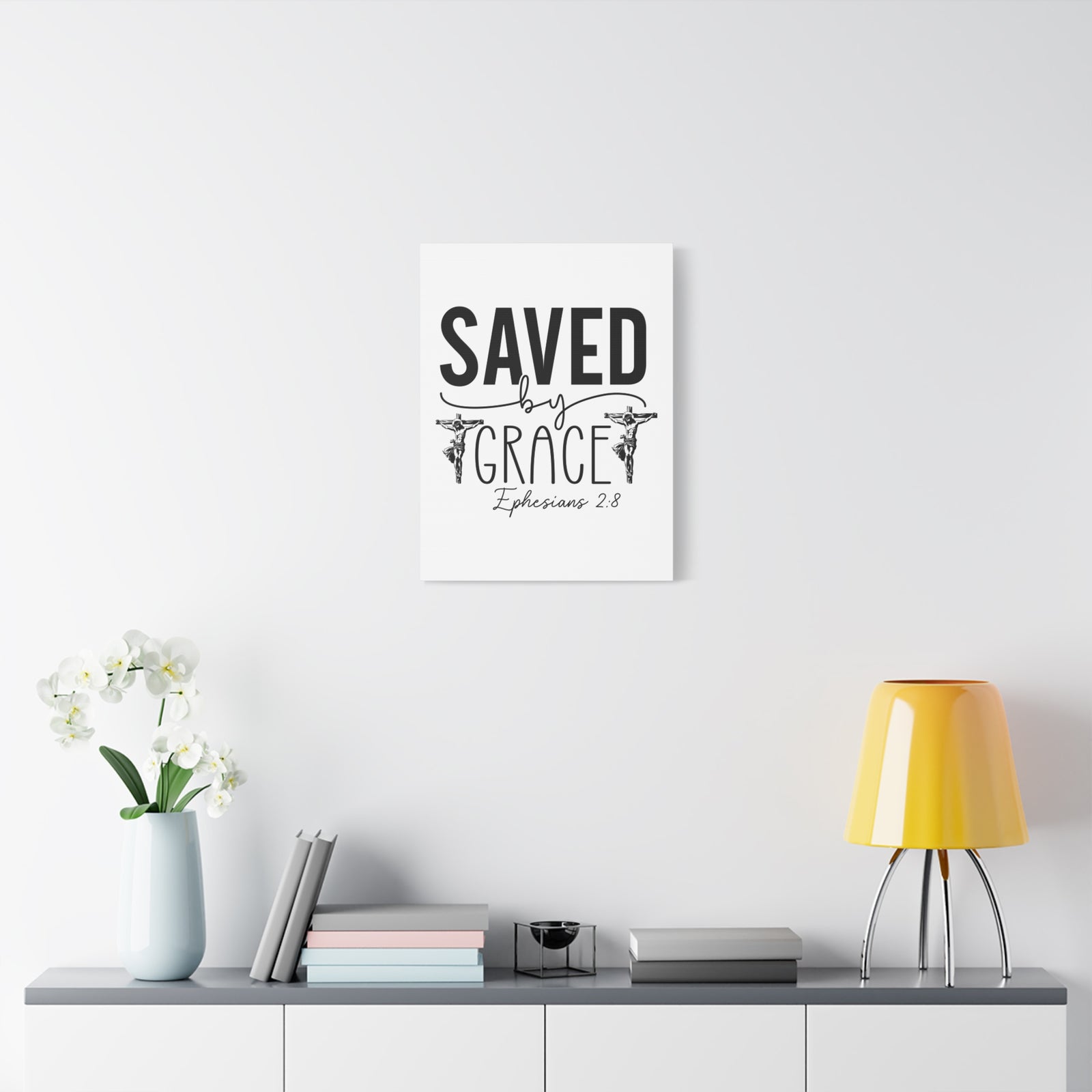 Scripture Walls Ephesian 2:8 Saved By Grace Bible Verse Canvas Christian Wall Art Ready to Hang Unframed-Express Your Love Gifts