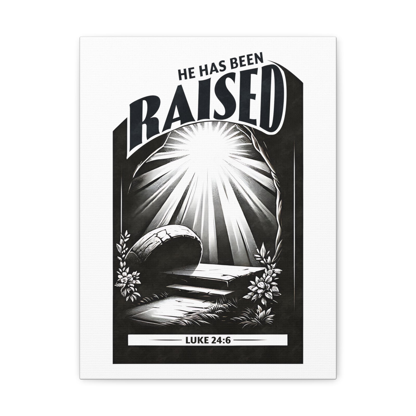 Scripture Walls Luke 24:6 He Has Been Raised Bible Verse Canvas Christian Wall Art Ready to Hang Unframed-Express Your Love Gifts