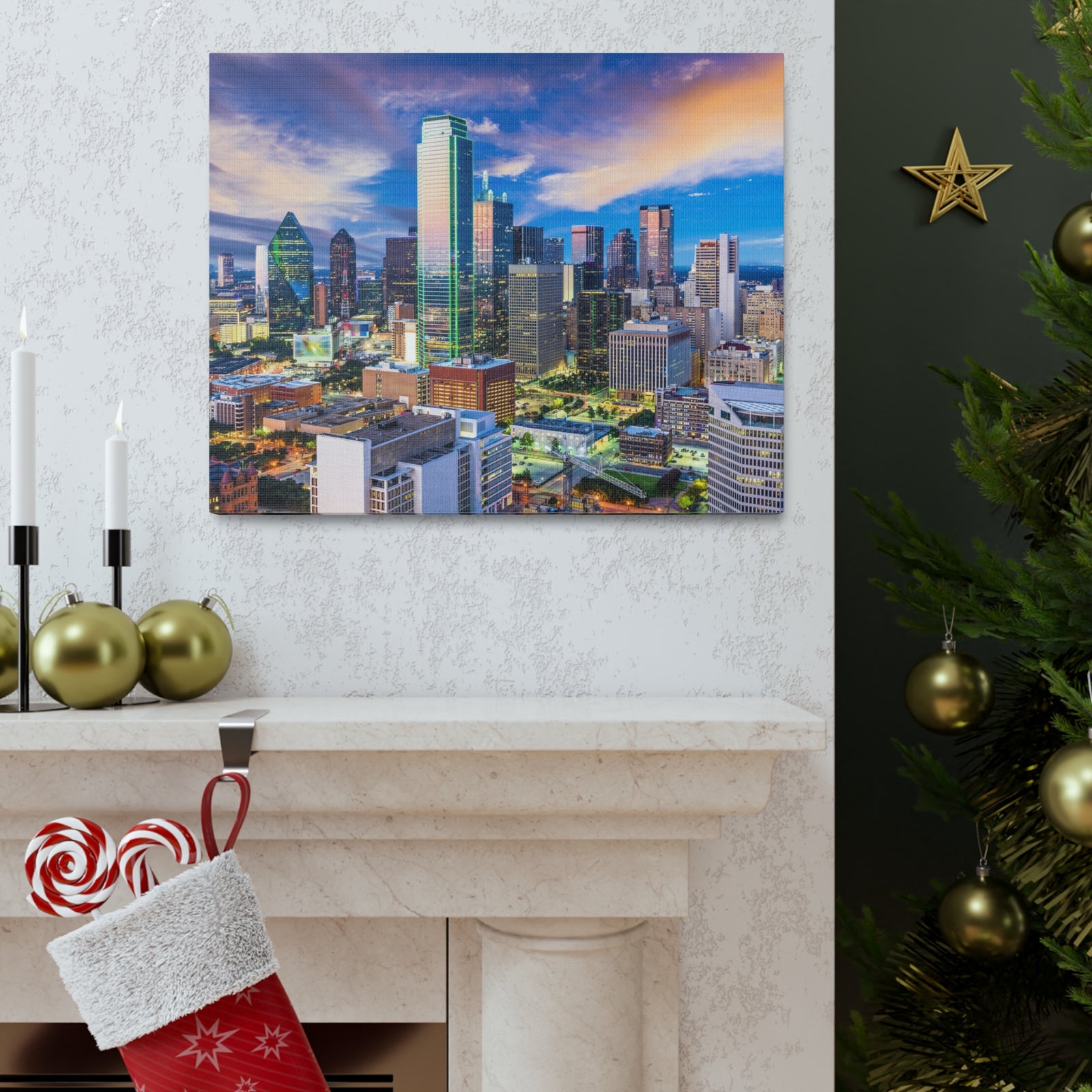 Dallas Daytime Skyline Canvas Artwork High-Quality Breathtaking Stunning Cityscape for Home Decor Ready to Hang-Express Your Love Gifts