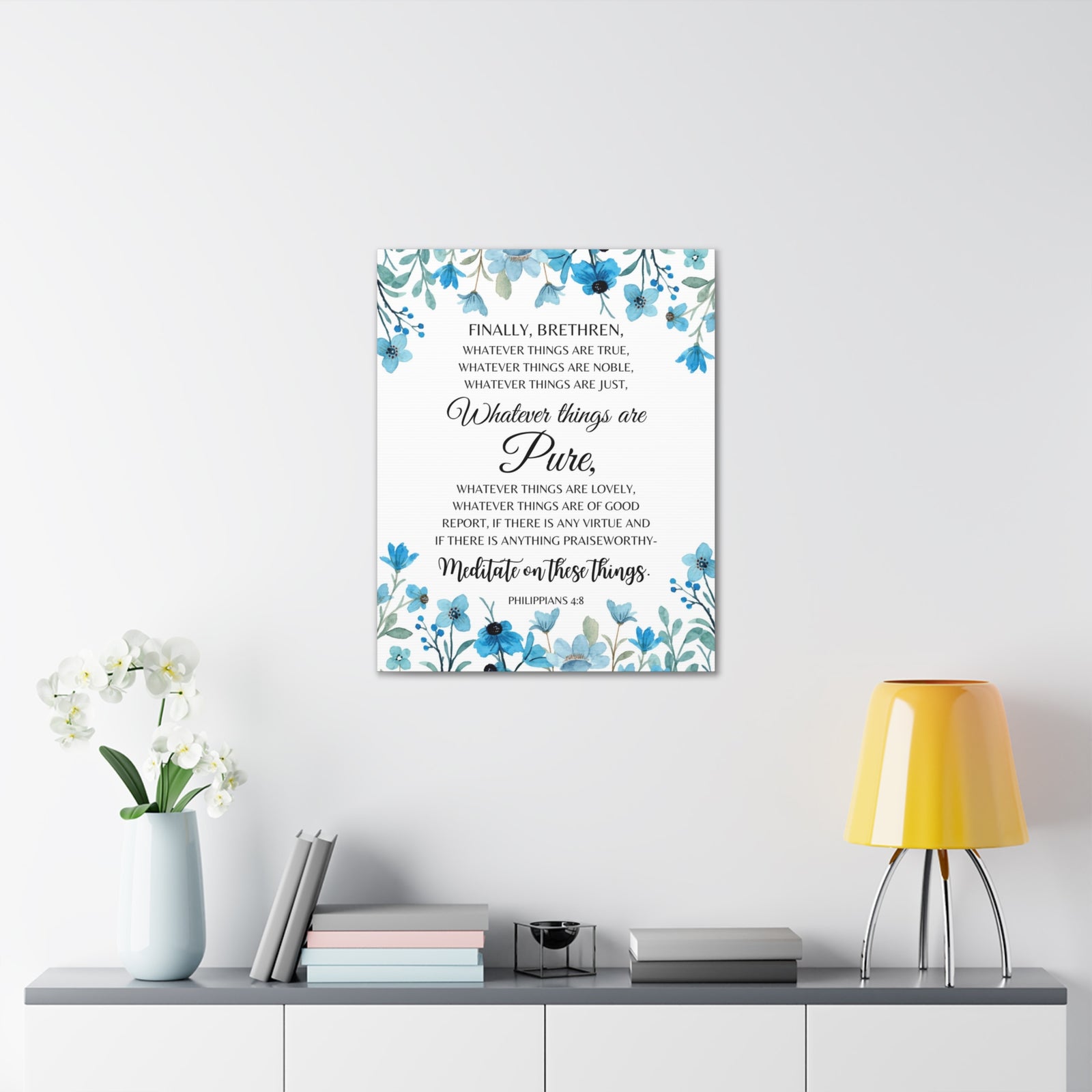 Scripture Walls Philippians 4:8 Meditate on Pure Things Bible Verse Canvas Christian Wall Art Ready to Hang Unframed-Express Your Love Gifts