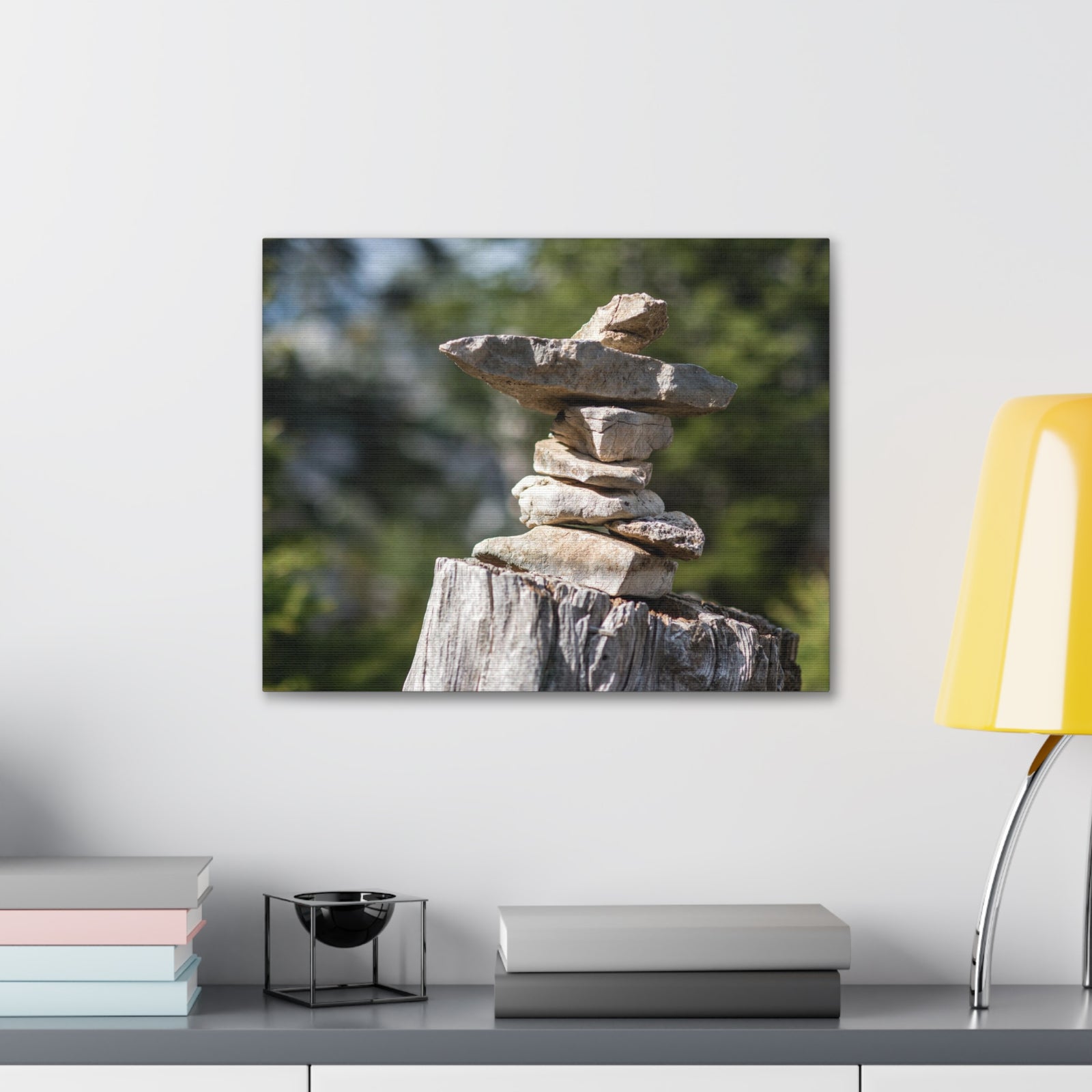 Stones Trail as Marker Forest Floral Nature Photography Canvas Wall Art for Home Decor Ready-to-Hang-Express Your Love Gifts