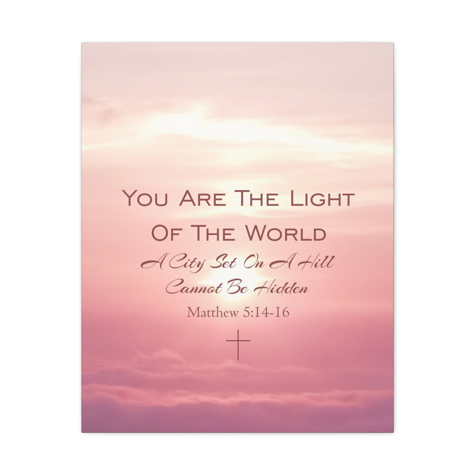 Scripture Canvas Light Of The World Matthew 5:14-16 Christian Wall Art Bible Verse Print Ready to Hang-Express Your Love Gifts