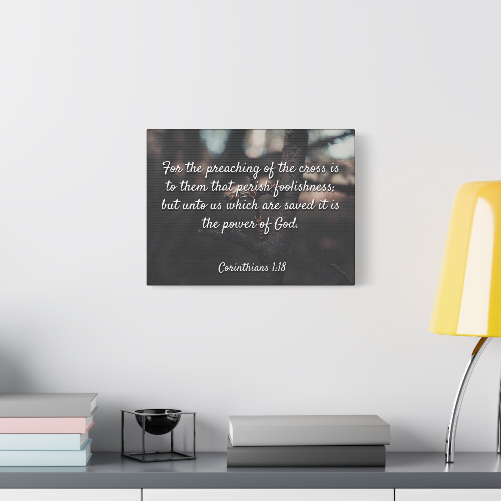 Scripture Canvas The Cross 1 Corinthians 1:18 Christian Wall Art Bible Verse Print Ready to Hang-Express Your Love Gifts