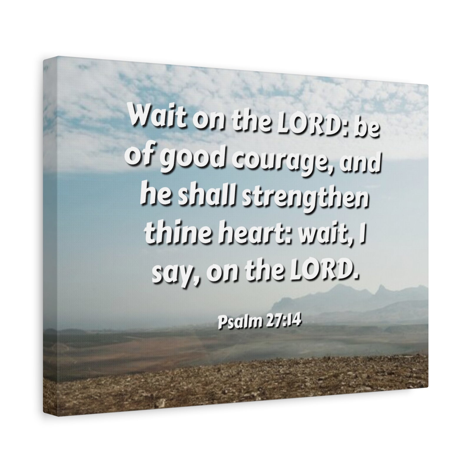 Scripture Canvas Strengthen Thine Heart Psalms 27:14 Christian Wall Art Bible Verse Print Ready to Hang-Express Your Love Gifts