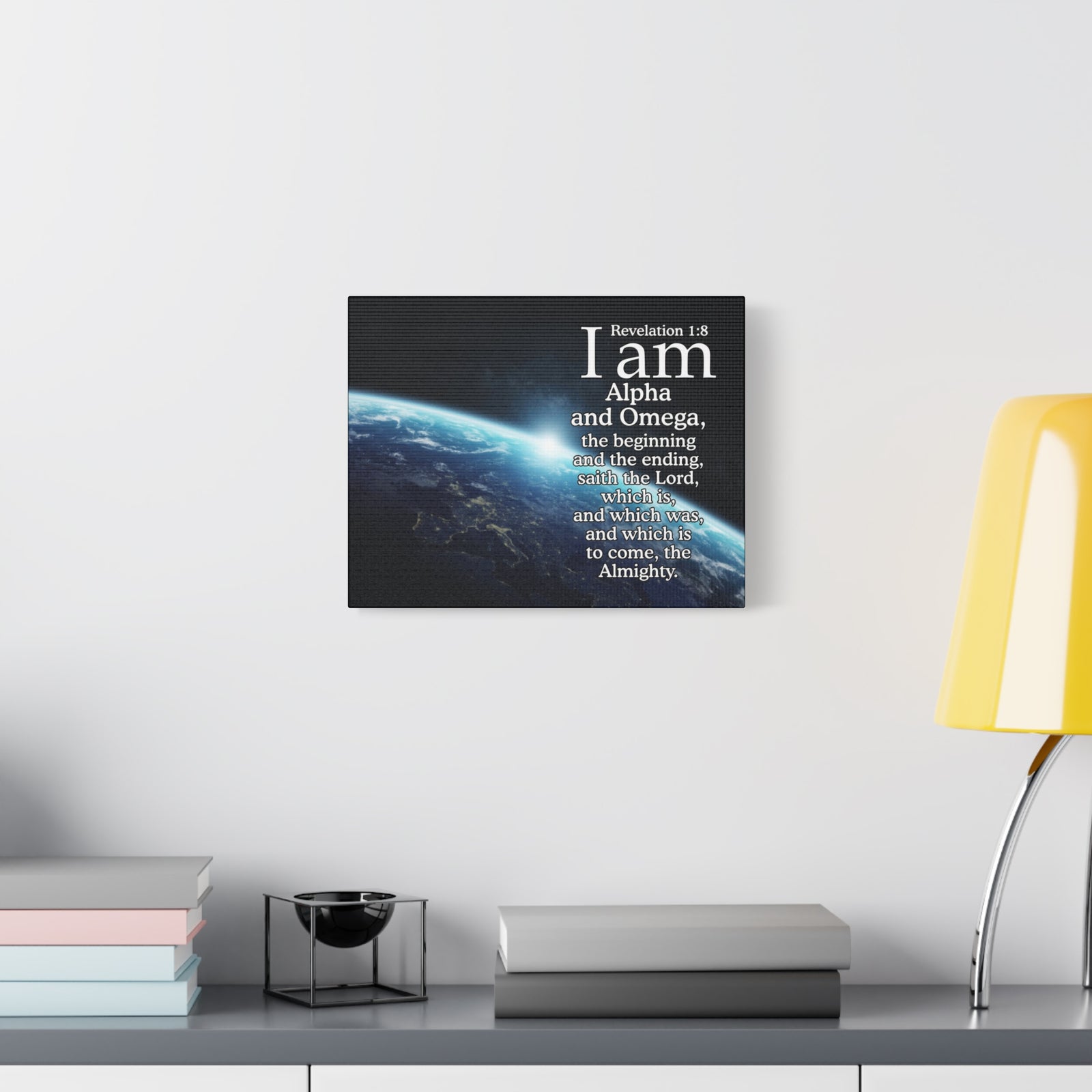 Scripture Canvas Revelation 1:8 Alpha ansd Omega Christian Wall Art Bible Verse Print Ready to Hang-Express Your Love Gifts