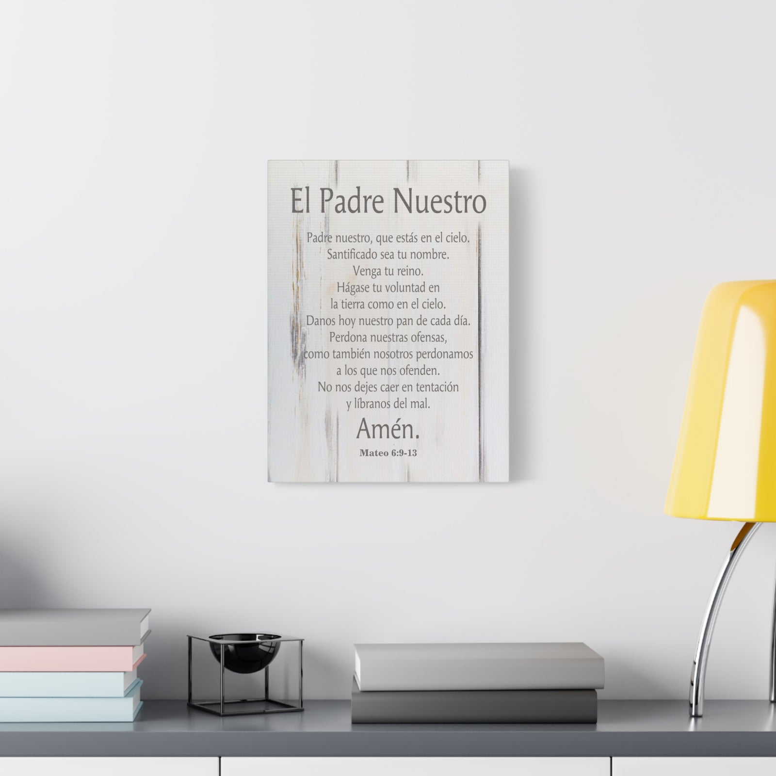 Scripture Canvas Lords Prayer Spanish El Padre Nuestro White Wood Christian Wall Art Print Ready to Hang-Express Your Love Gifts