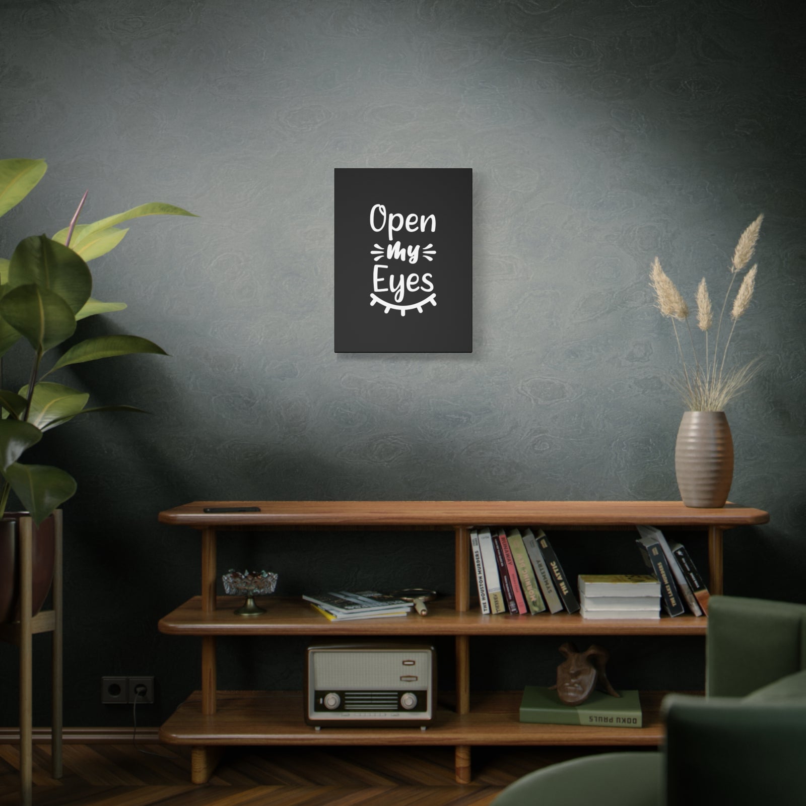 Scripture Canvas Open My Eyes Psalm 119:18 Black Christian Wall Art Bible Verse Print Ready to Hang-Express Your Love Gifts