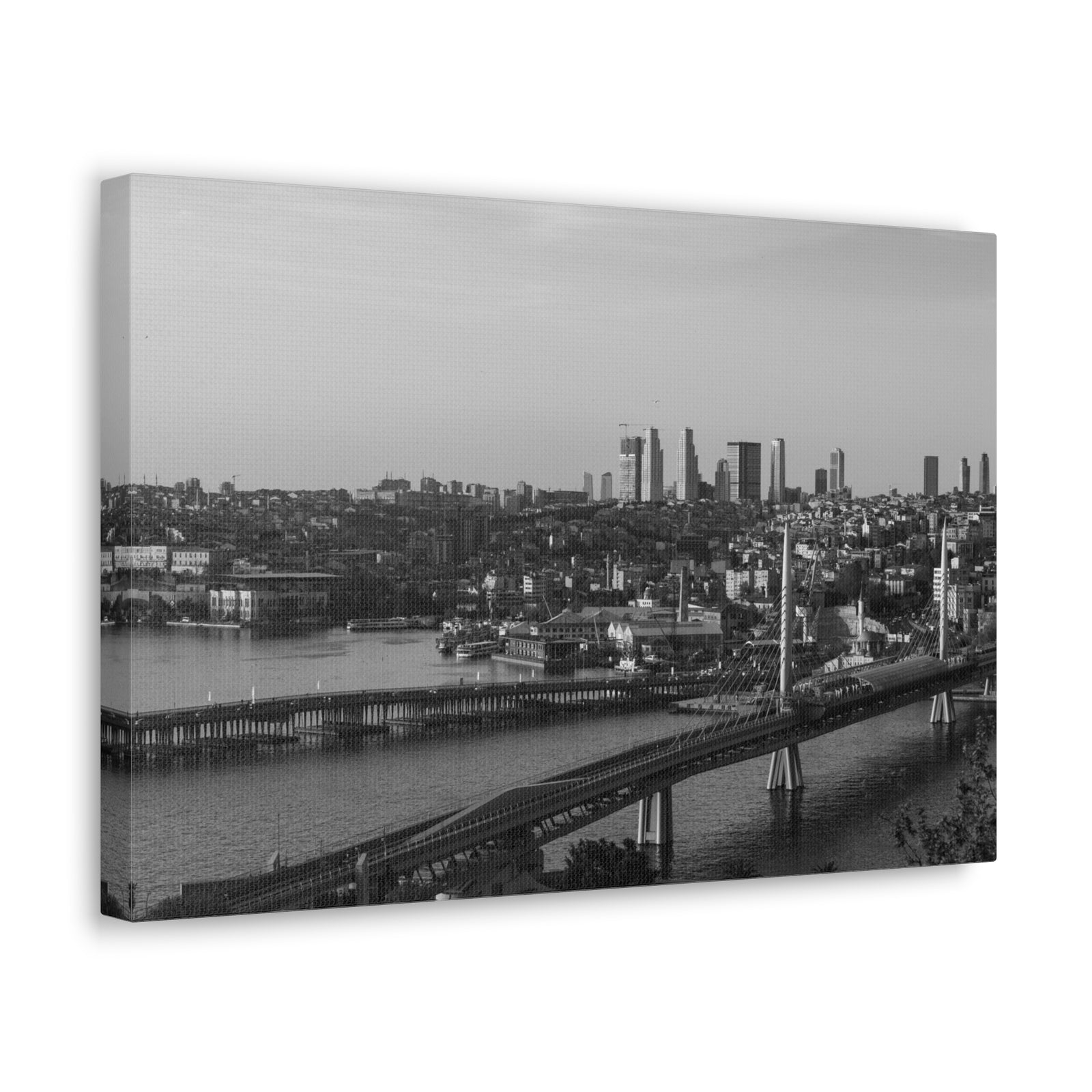 Istanbul Black And White Skyline Canvas Artwork High-Quality Breathtaking Stunning Cityscape for Home Decor Ready to Hang-Express Your Love Gifts