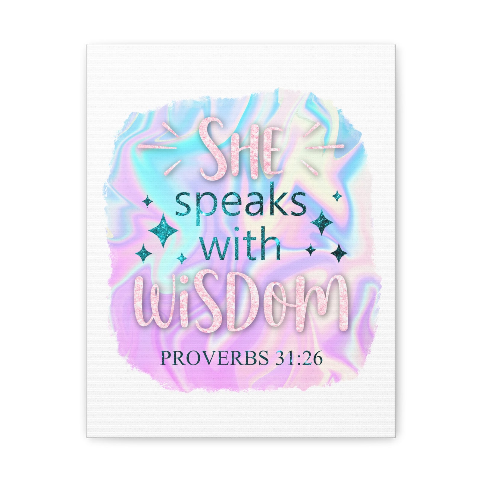 Scripture Walls Proverbs 31:26 She Speaks With Wisdom Bible Verse Canvas Christian Wall Art Ready to Hang Unframed-Express Your Love Gifts